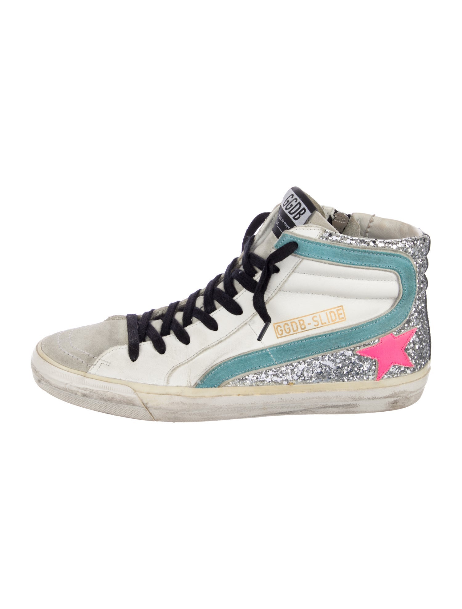 Golden Goose Leather Glitter Accents Sneakers