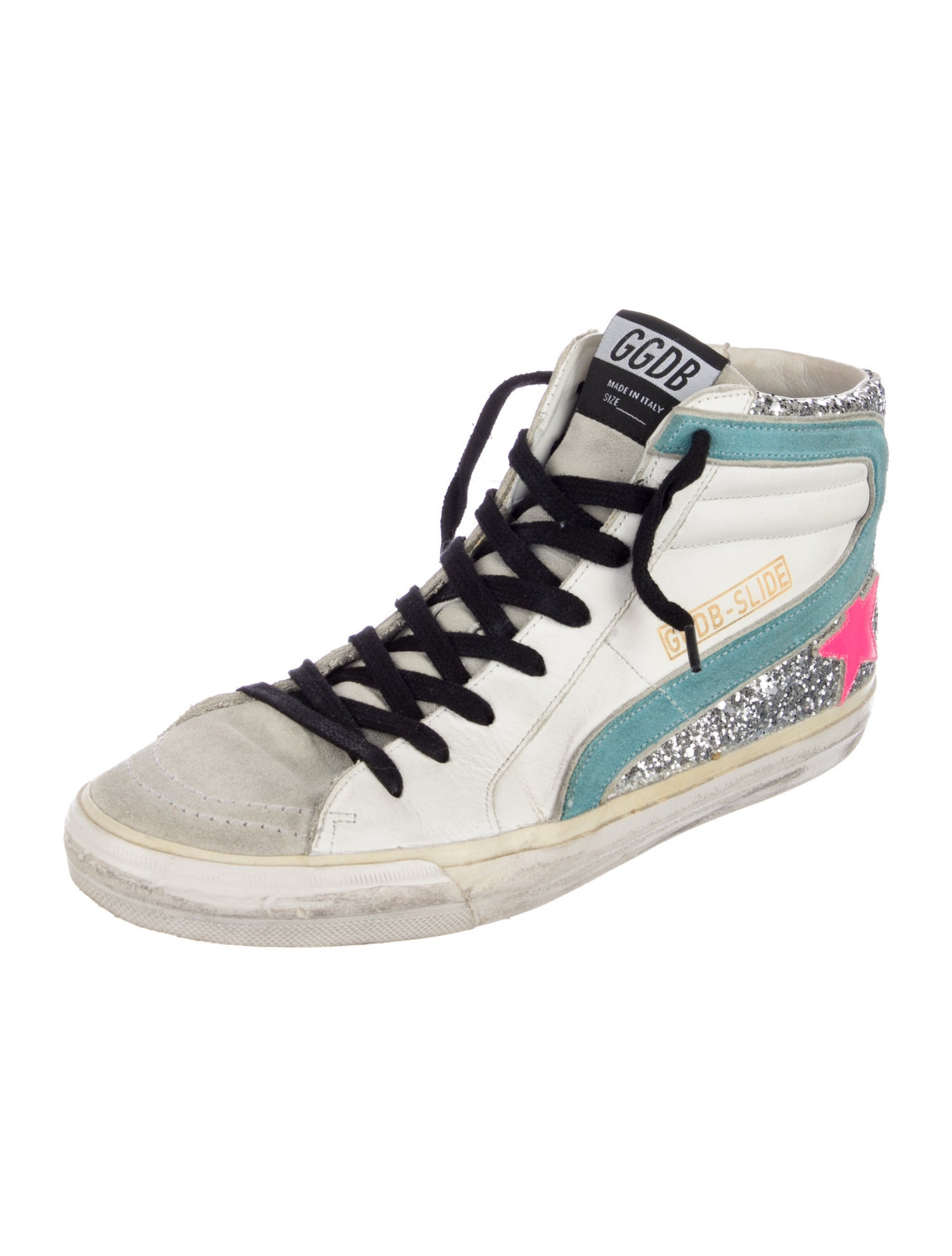 Golden Goose Leather Glitter Accents Sneakers