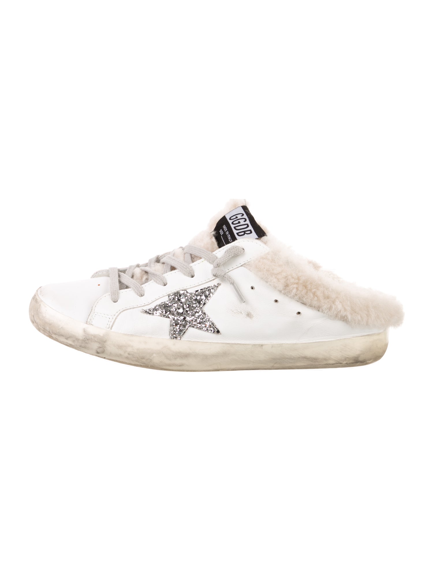 Golden Goose Leather Glitter Accents Sneakers