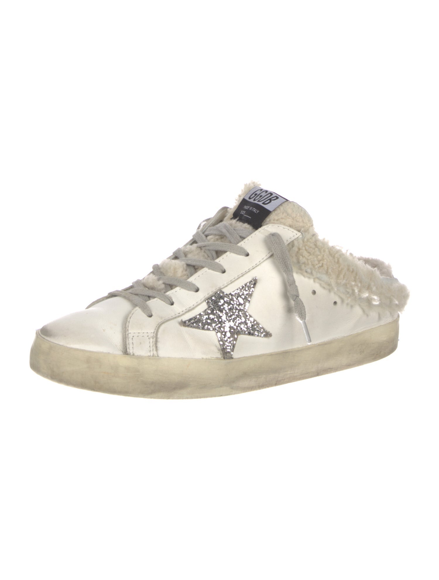 Golden Goose Leather Glitter Accents Sneakers