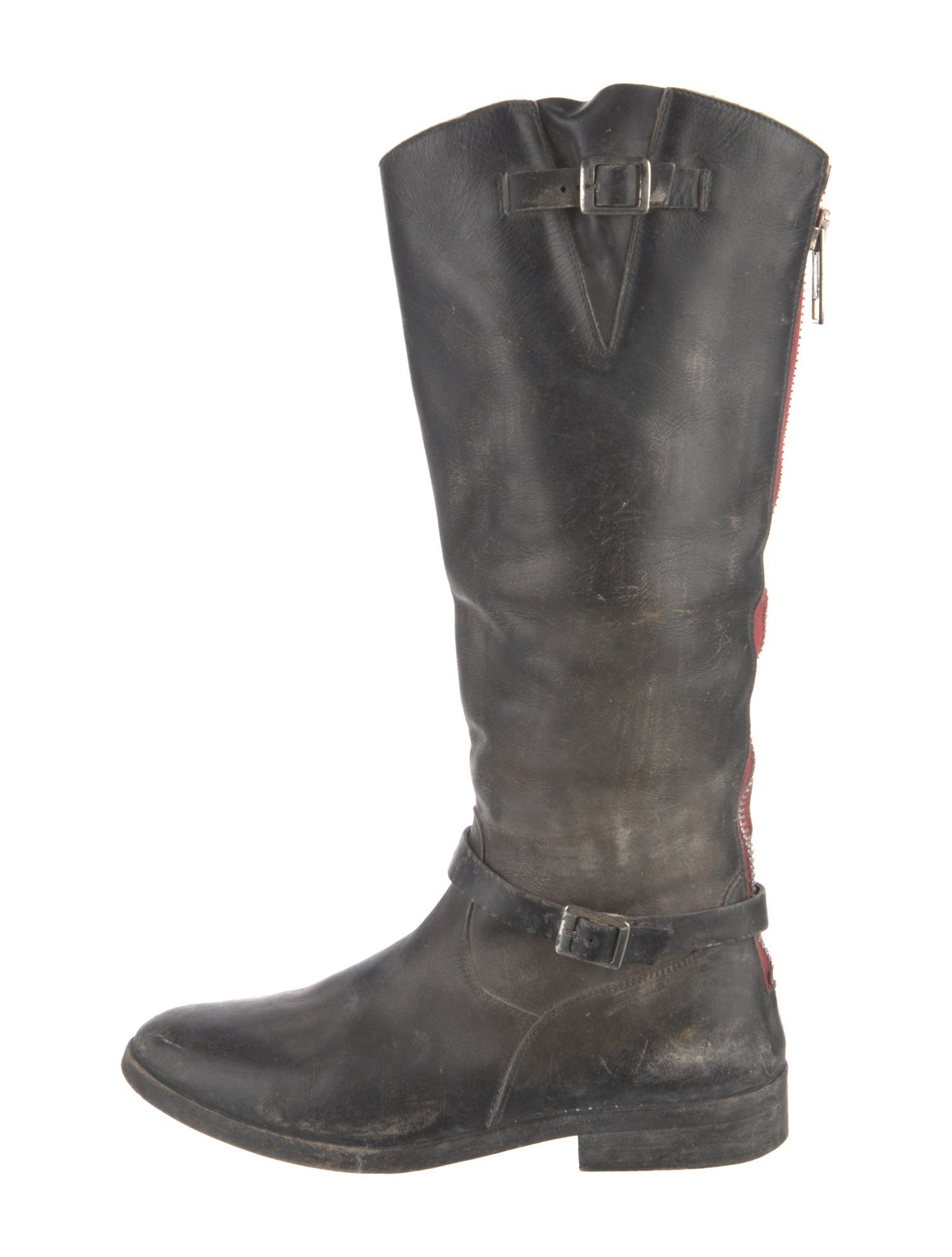 Golden Goose Leather Distressed Accents Riding Boots