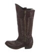 Golden Goose Leather Embroidered Accent Western Boots