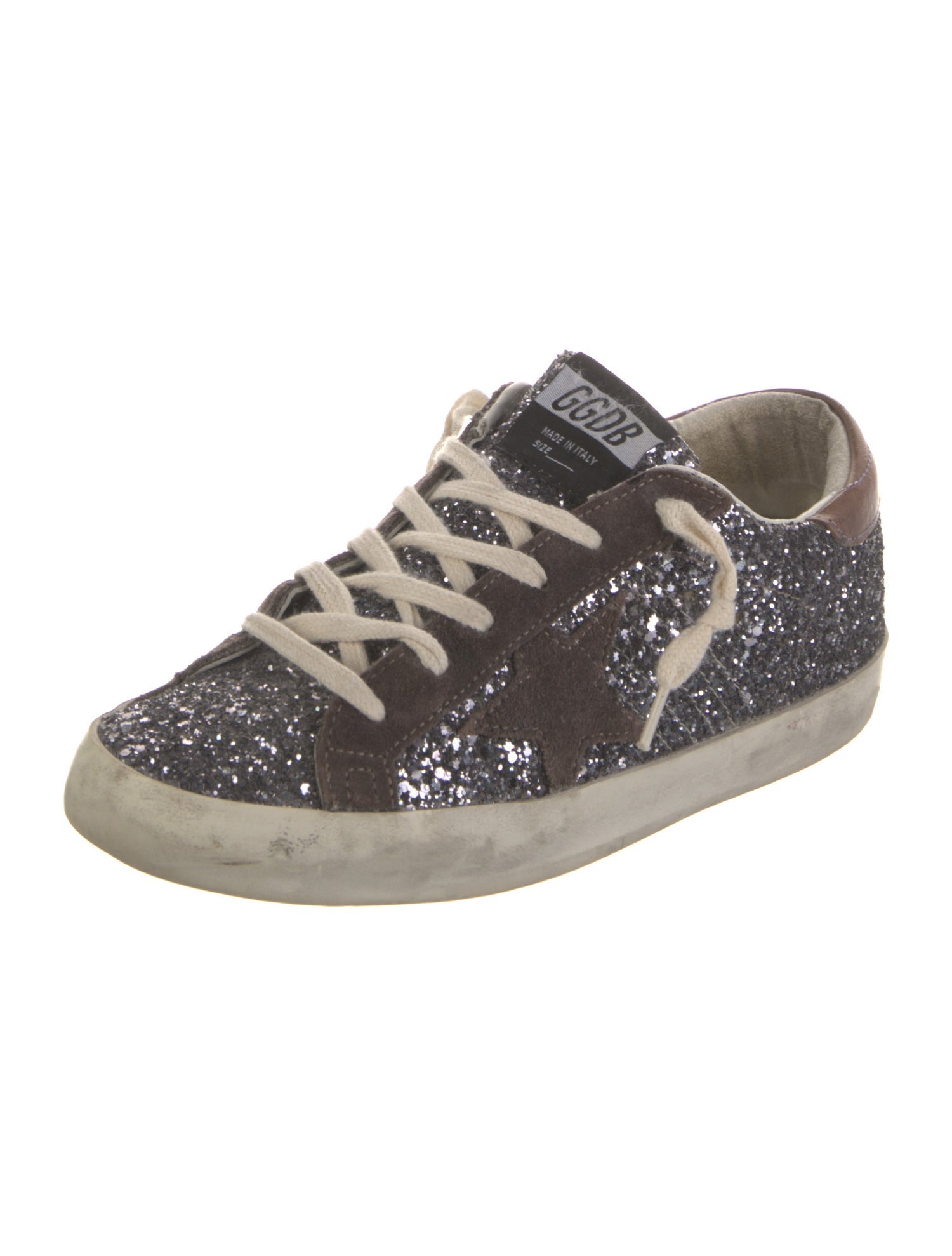 Golden Goose Glitter Leather Trim Embellishment Sneakers