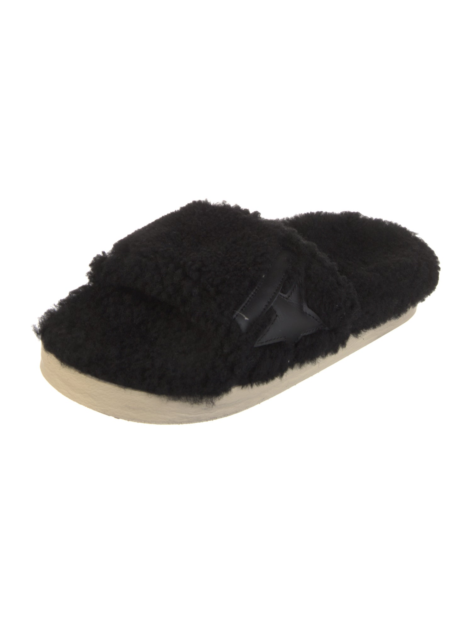 Golden Goose Shearling Leather Trim Embellishment Slides w/ Tags