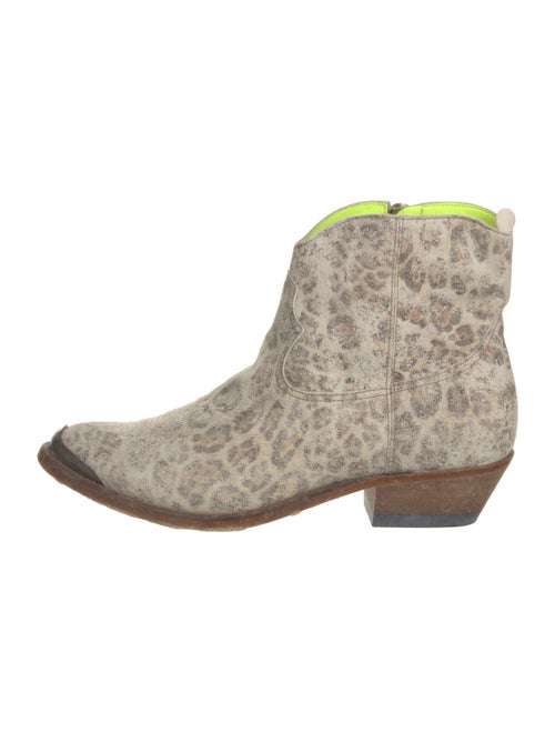 Golden Goose Leather Animal Print Western Boots