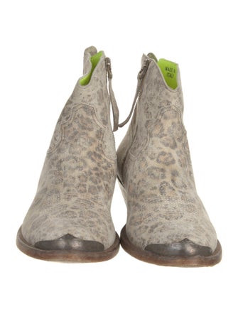 Golden Goose Leather Animal Print Western Boots