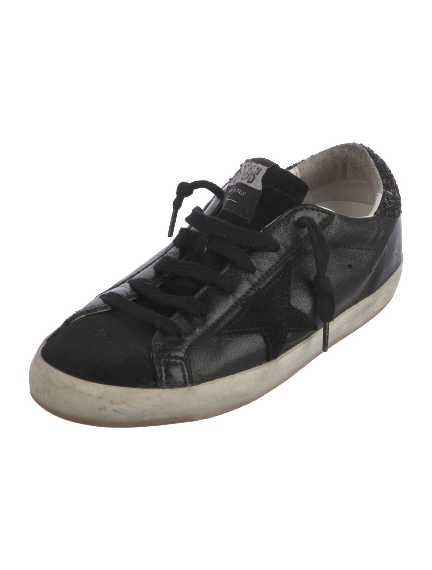 Golden Goose Leather Glitter Accents Sneakers