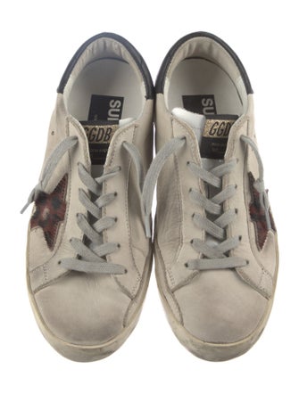 Golden Goose Leather Glitter Accents Sneakers