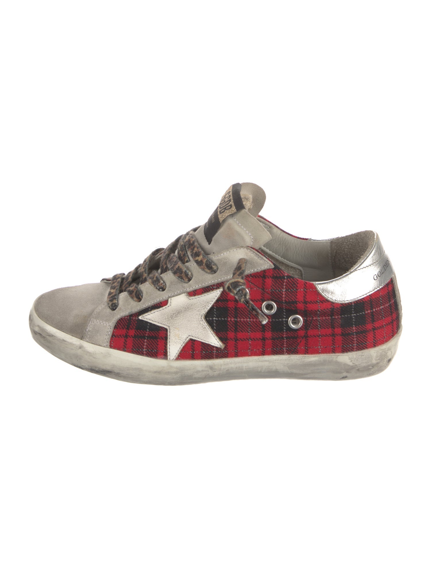 Golden Goose Suede Plaid Print Sneakers