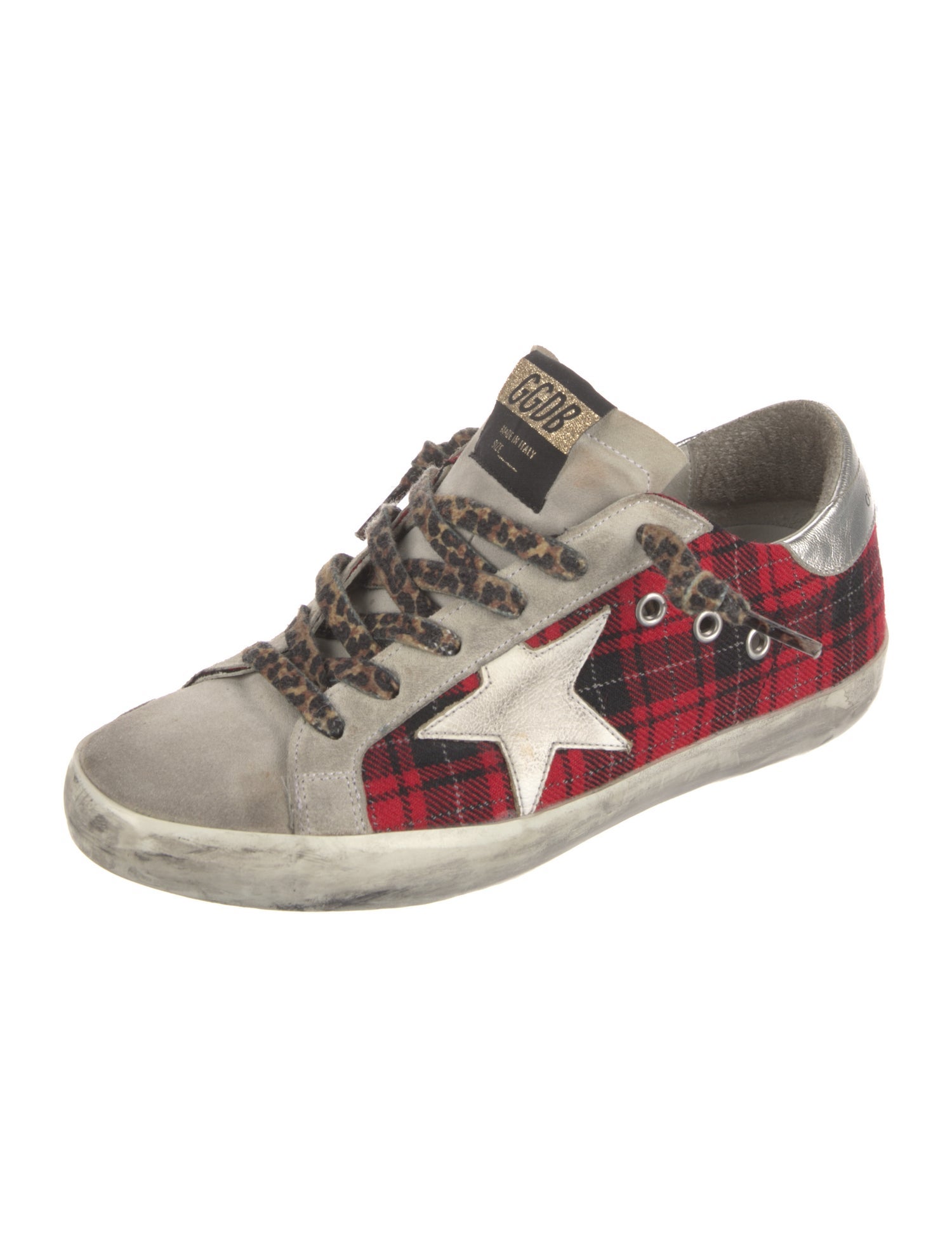 Golden Goose Suede Plaid Print Sneakers