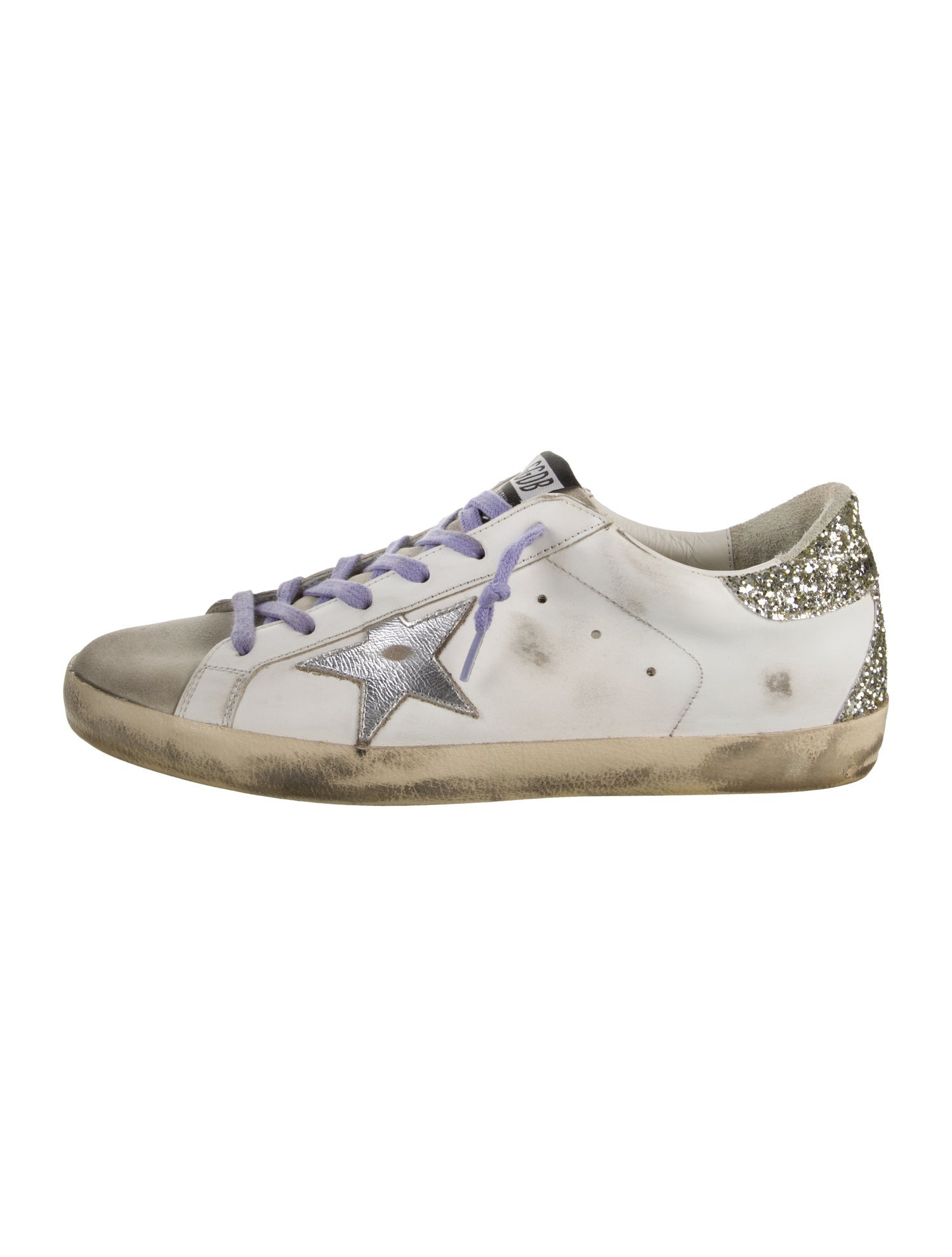 Golden Goose Leather Glitter Accents Sneakers