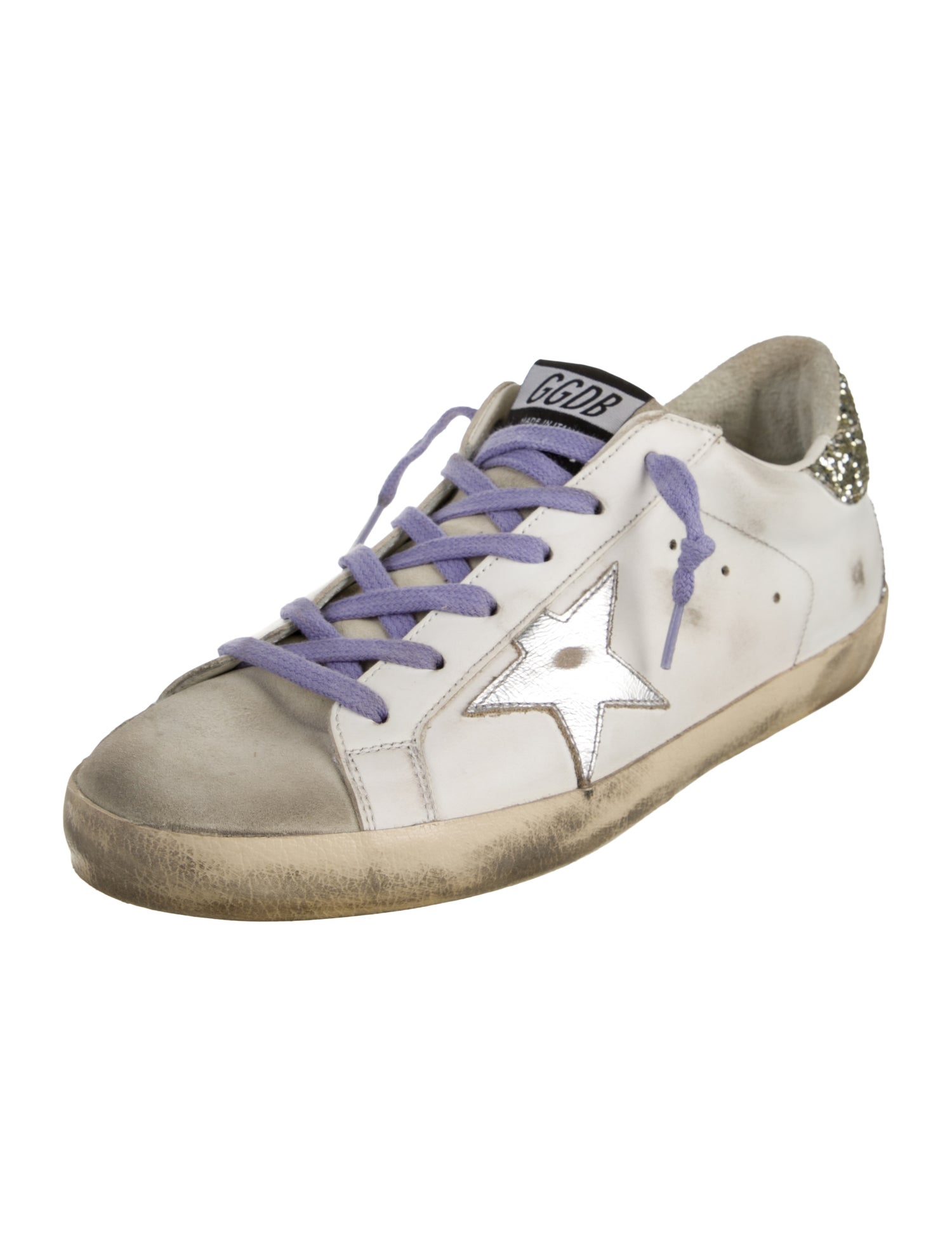Golden Goose Leather Glitter Accents Sneakers