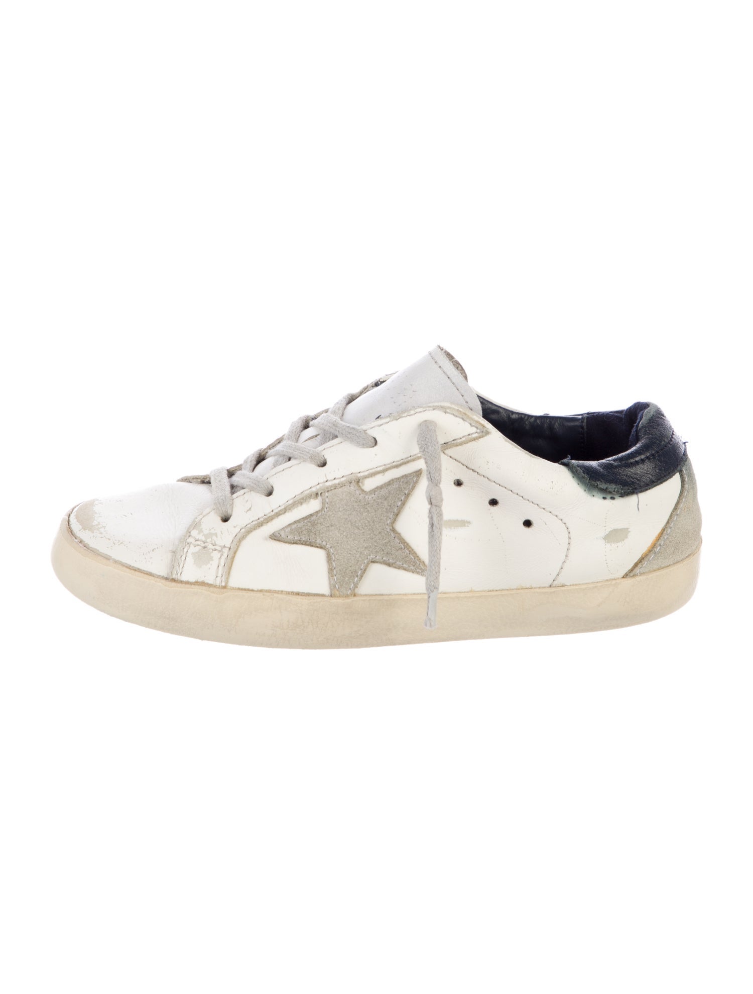 Golden Goose White and Blue patterned low rise sneakers