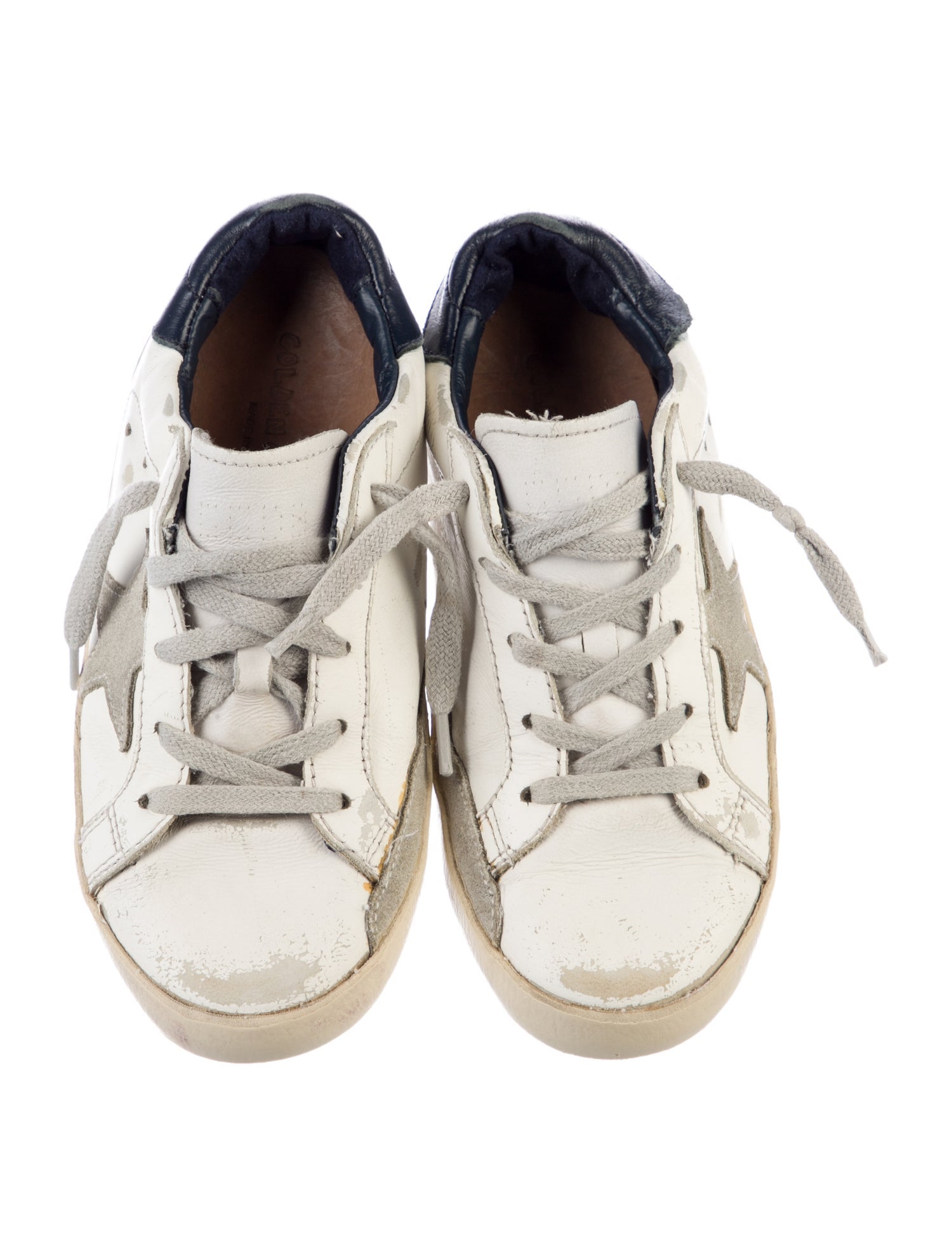 Golden Goose White and Blue patterned low rise sneakers