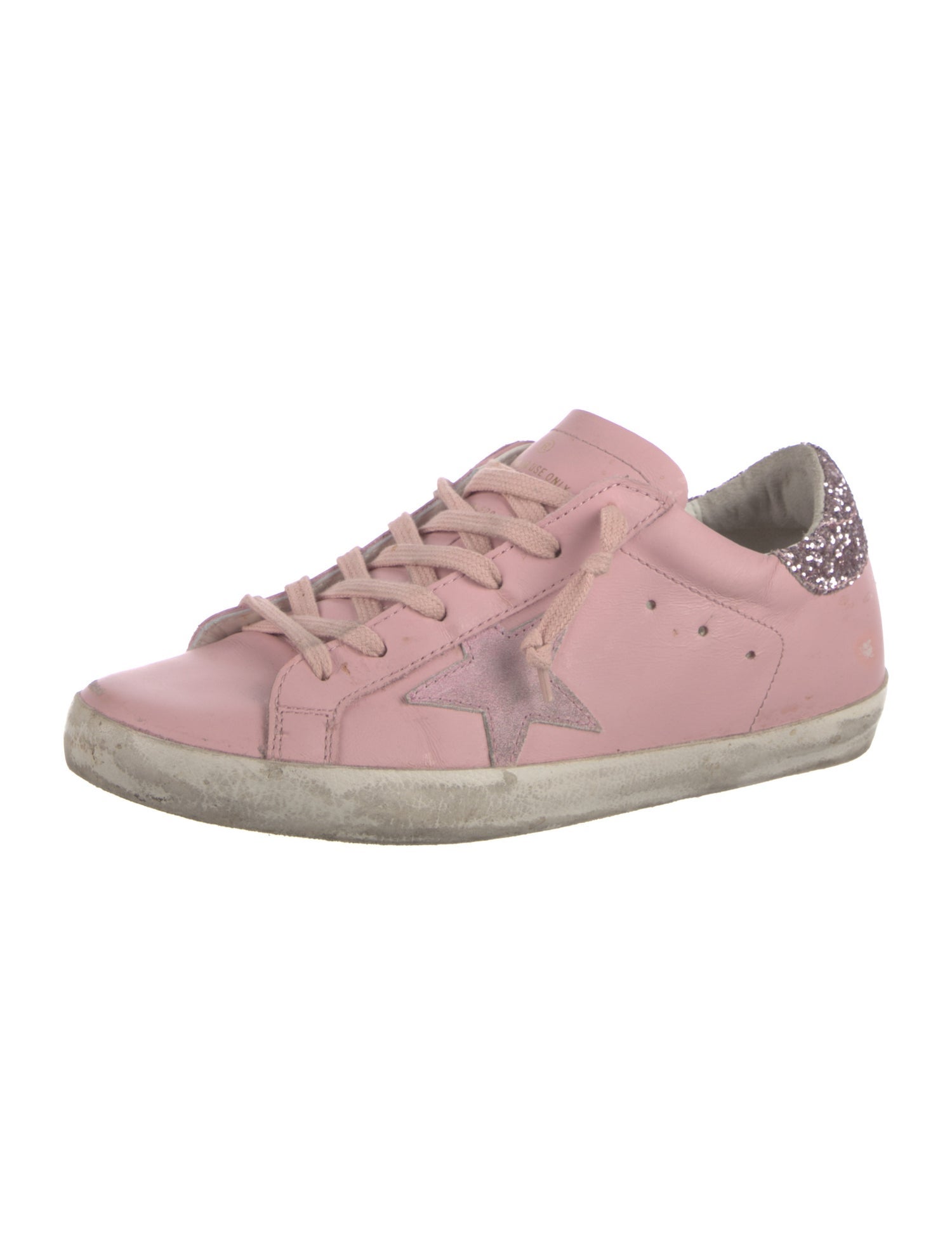 Golden Goose Leather Glitter Accents Sneakers