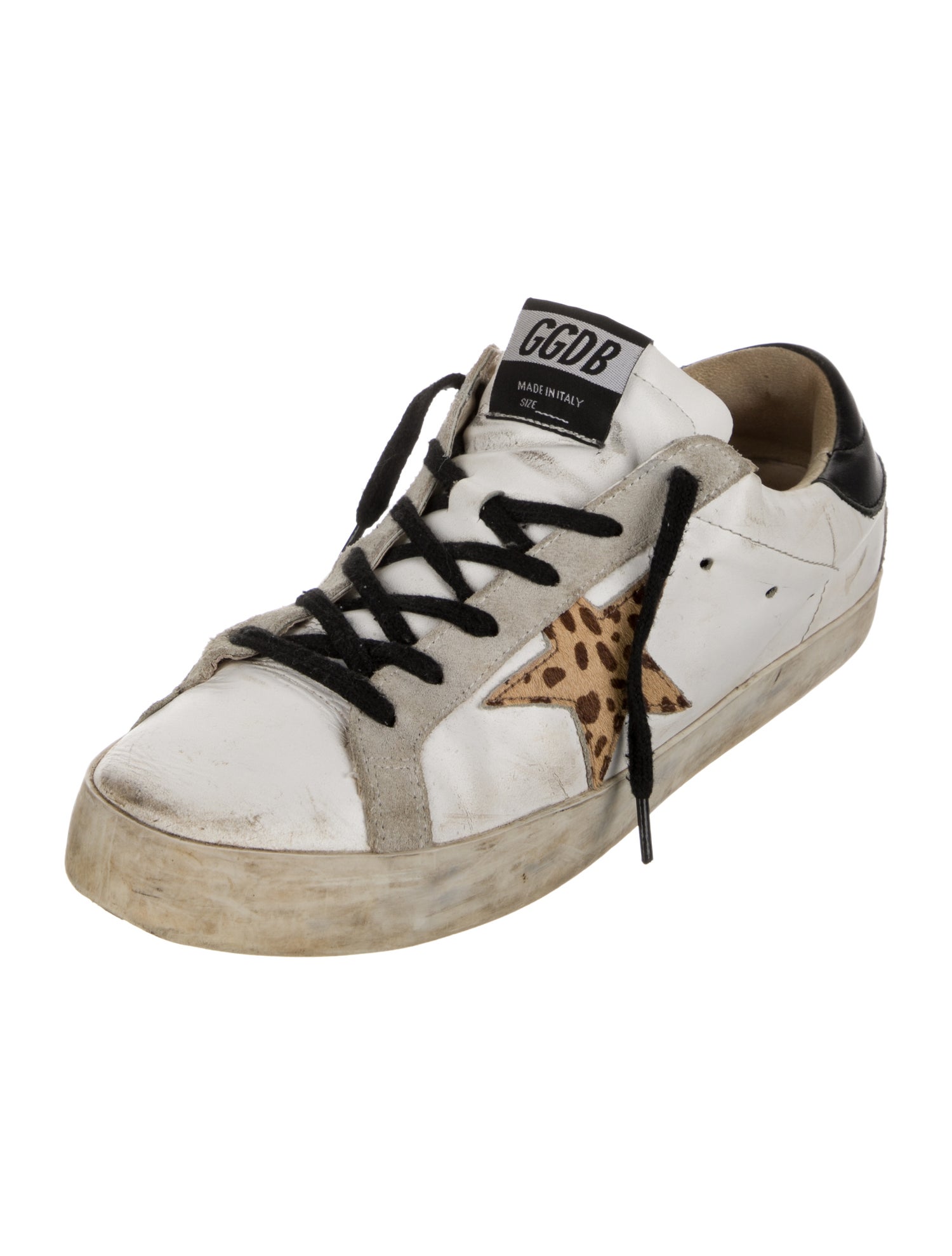 Golden Goose Leather Animal Print Sneakers