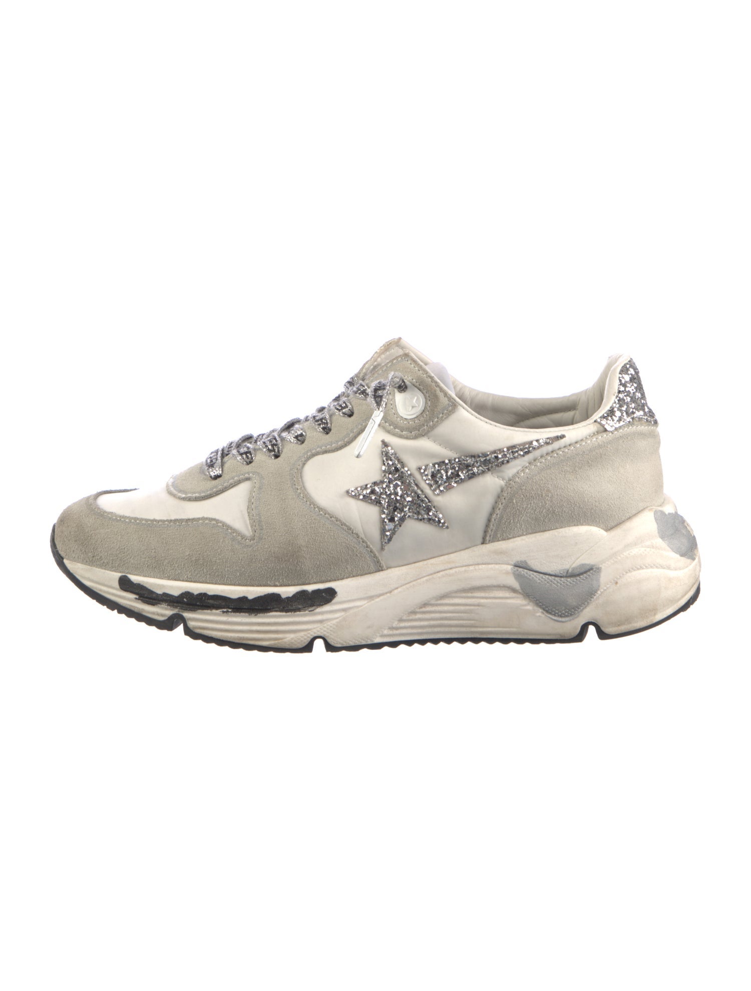 Golden Goose Suede Glitter Accents Sneakers