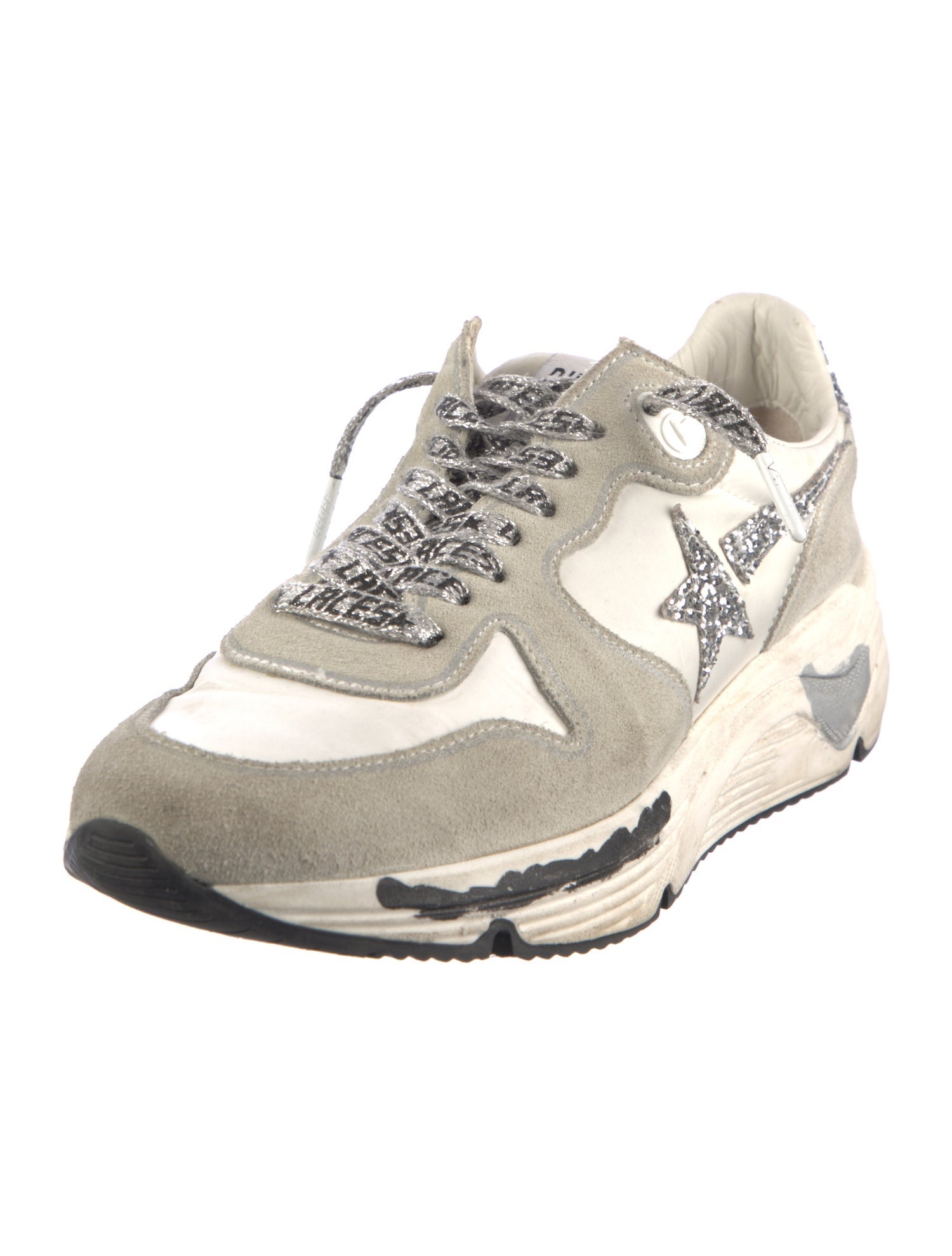 Golden Goose Suede Glitter Accents Sneakers