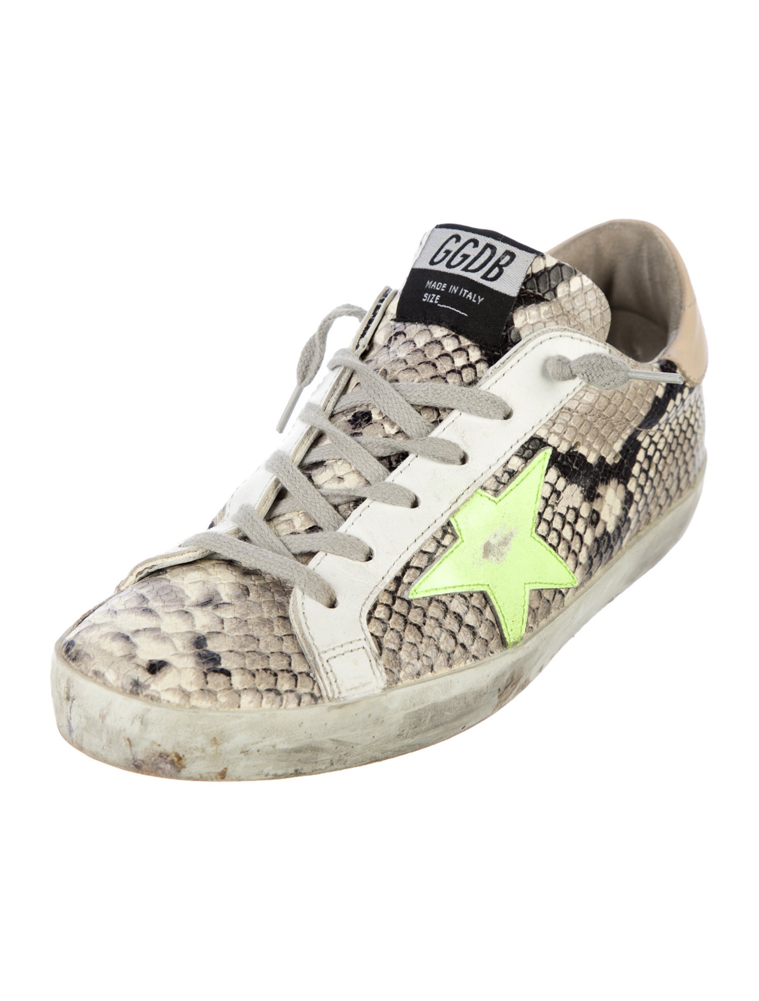 Golden Goose Leather Animal Print Sneakers