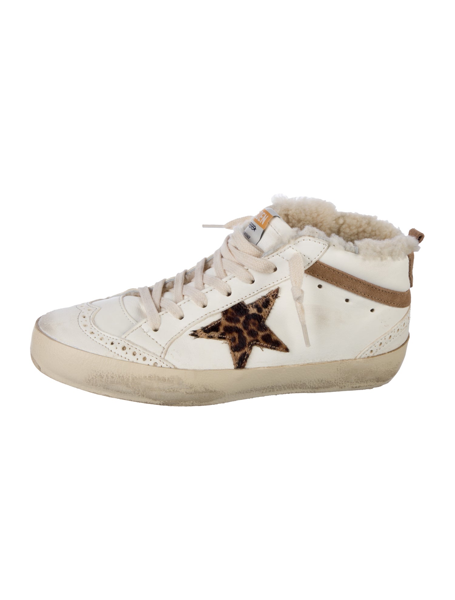 Golden Goose Leather Animal Print Sneakers