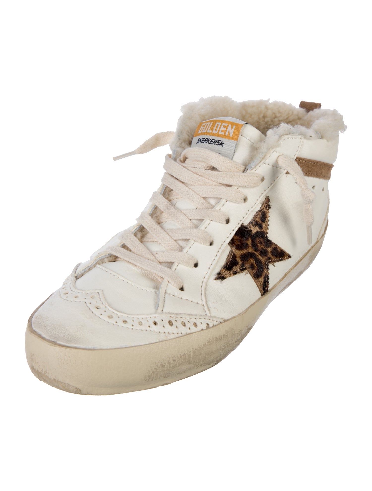 Golden Goose Leather Animal Print Sneakers