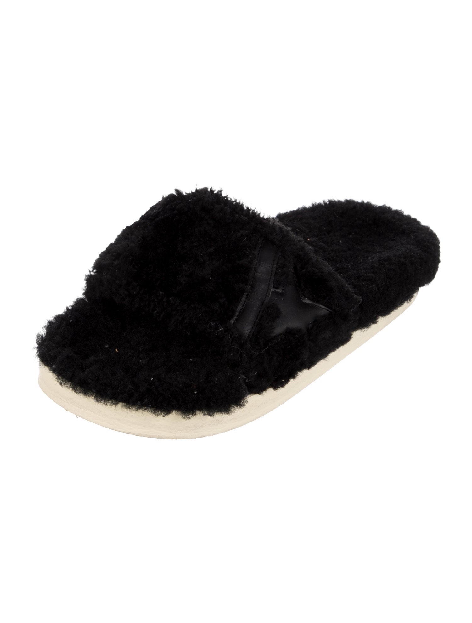 Golden Goose Shearling Colorblock Pattern Slides