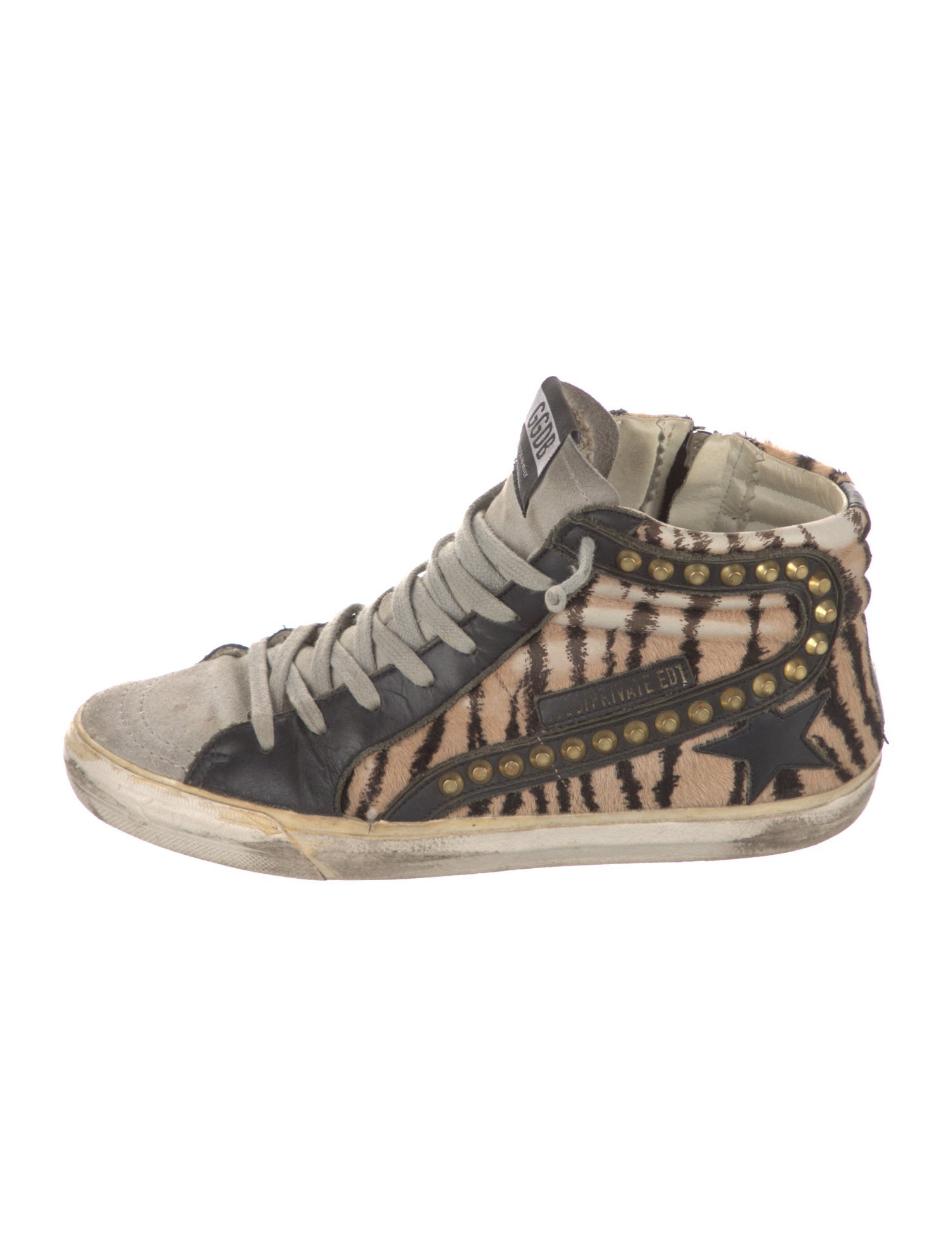 Golden Goose Ponyhair Animal Print Sneakers