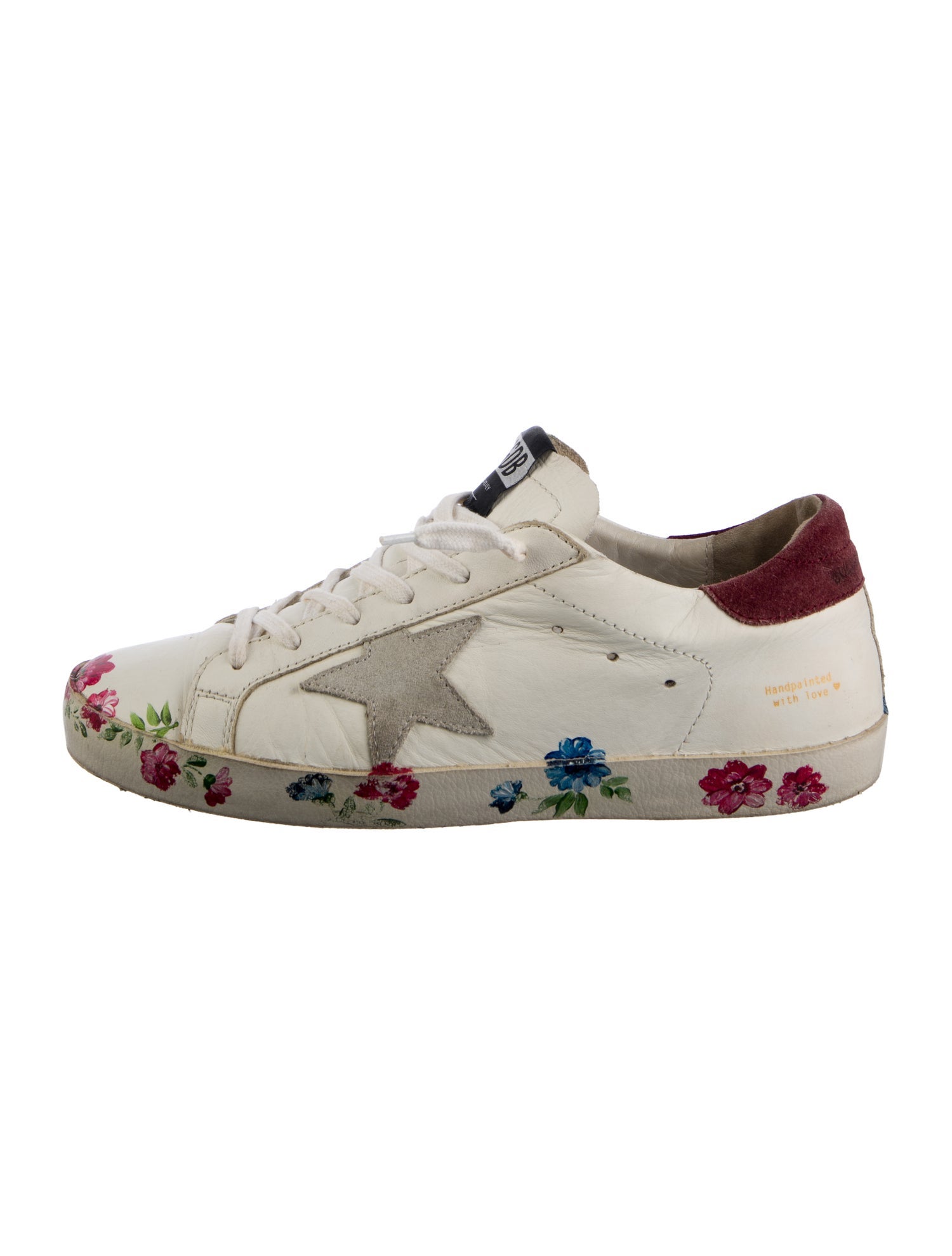 Golden Goose Leather Floral Print Sneakers