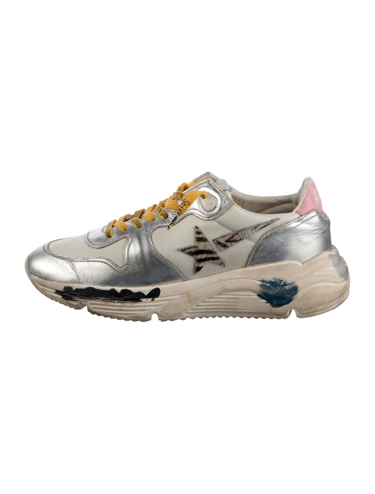Golden Goose Leather Colorblock Pattern Sneakers