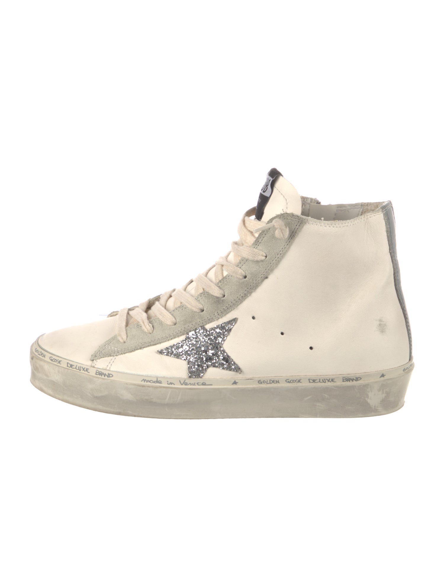 Golden Goose Leather Glitter Accents Sneakers