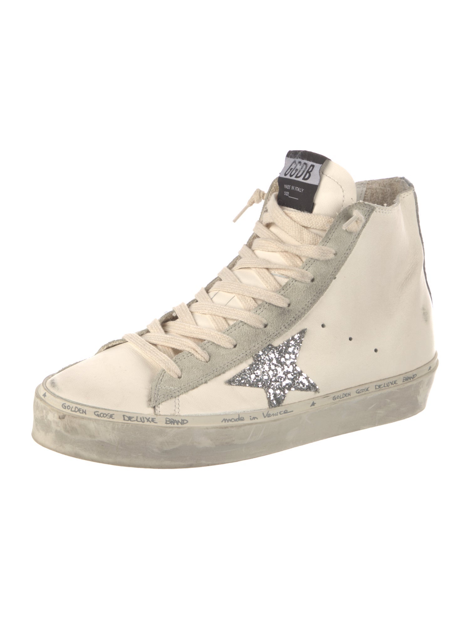 Golden Goose Leather Glitter Accents Sneakers