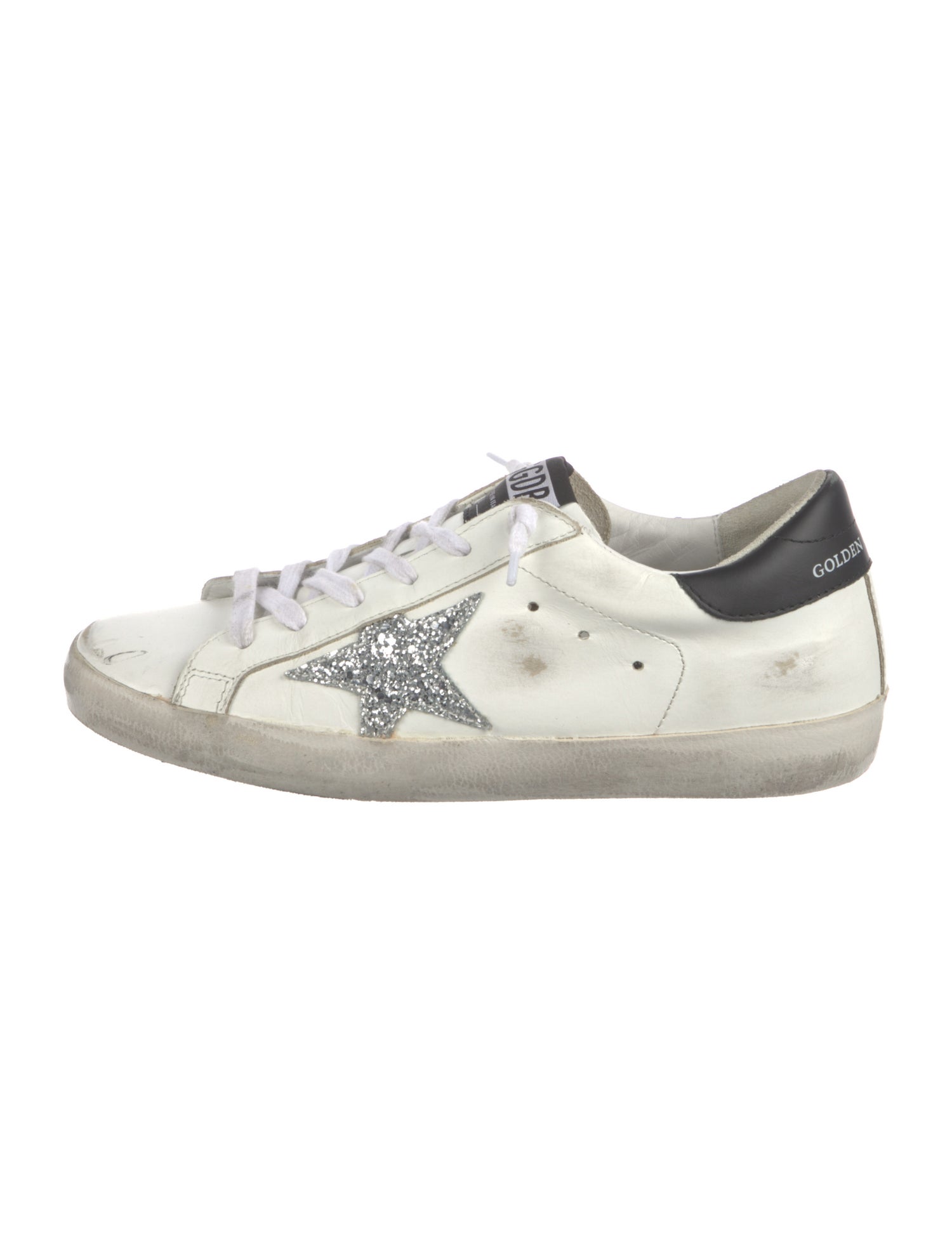 Golden Goose Leather Glitter Accents Sneakers