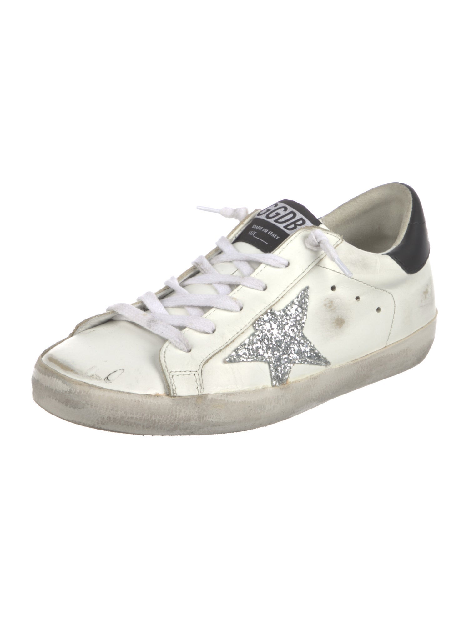 Golden Goose Leather Glitter Accents Sneakers