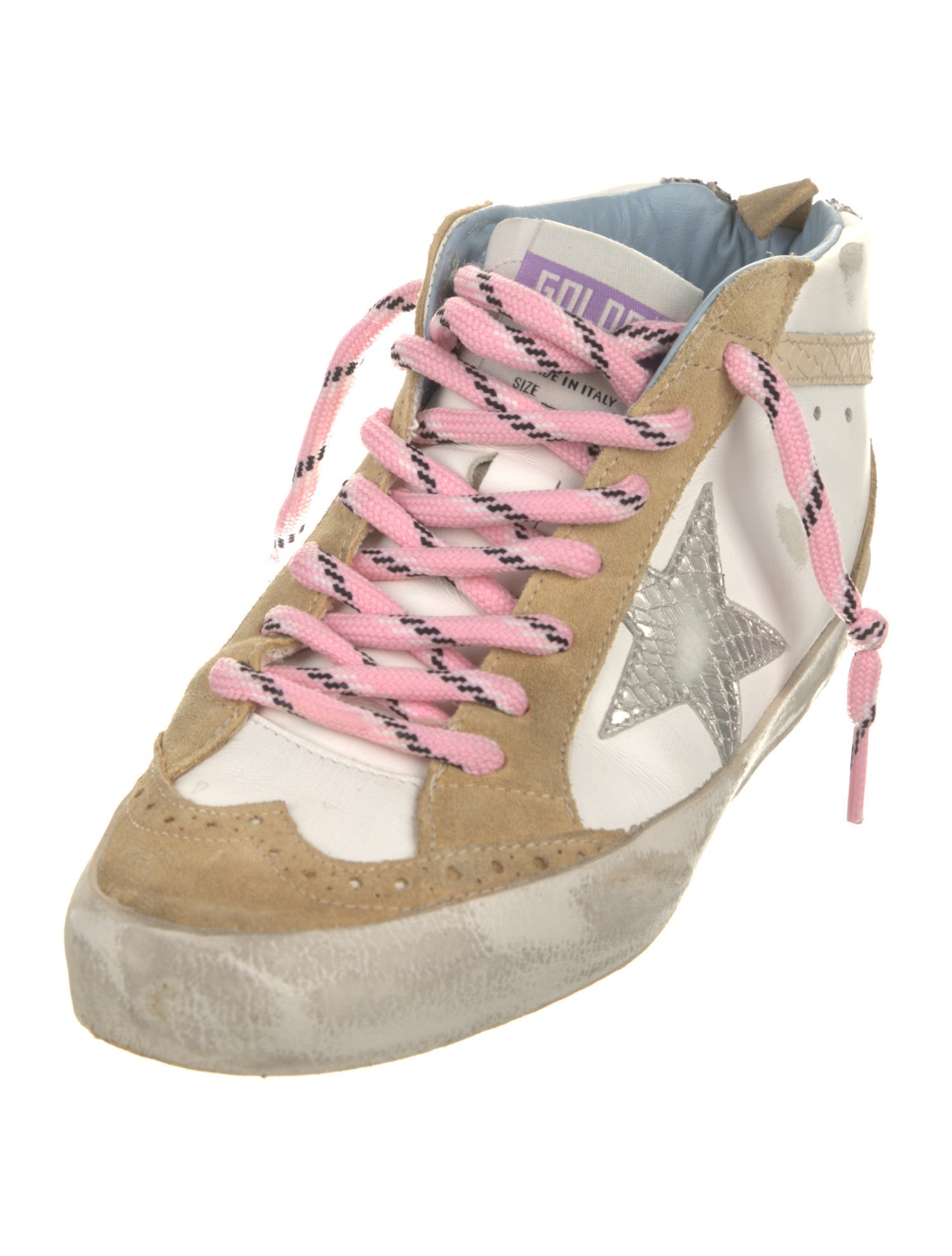 Golden Goose Leather Colorblock Pattern Sneakers