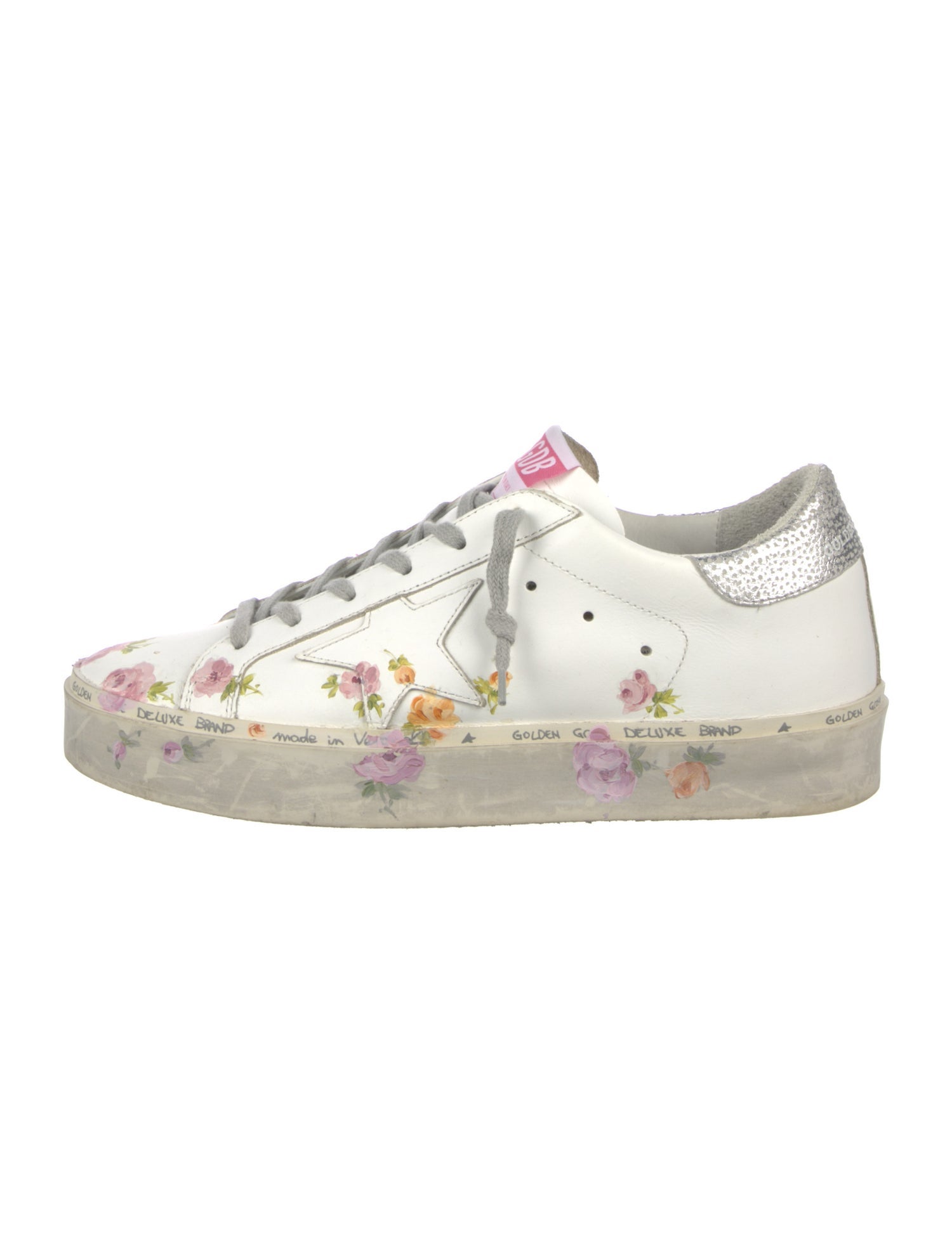 Golden Goose Leather Floral Print Sneakers