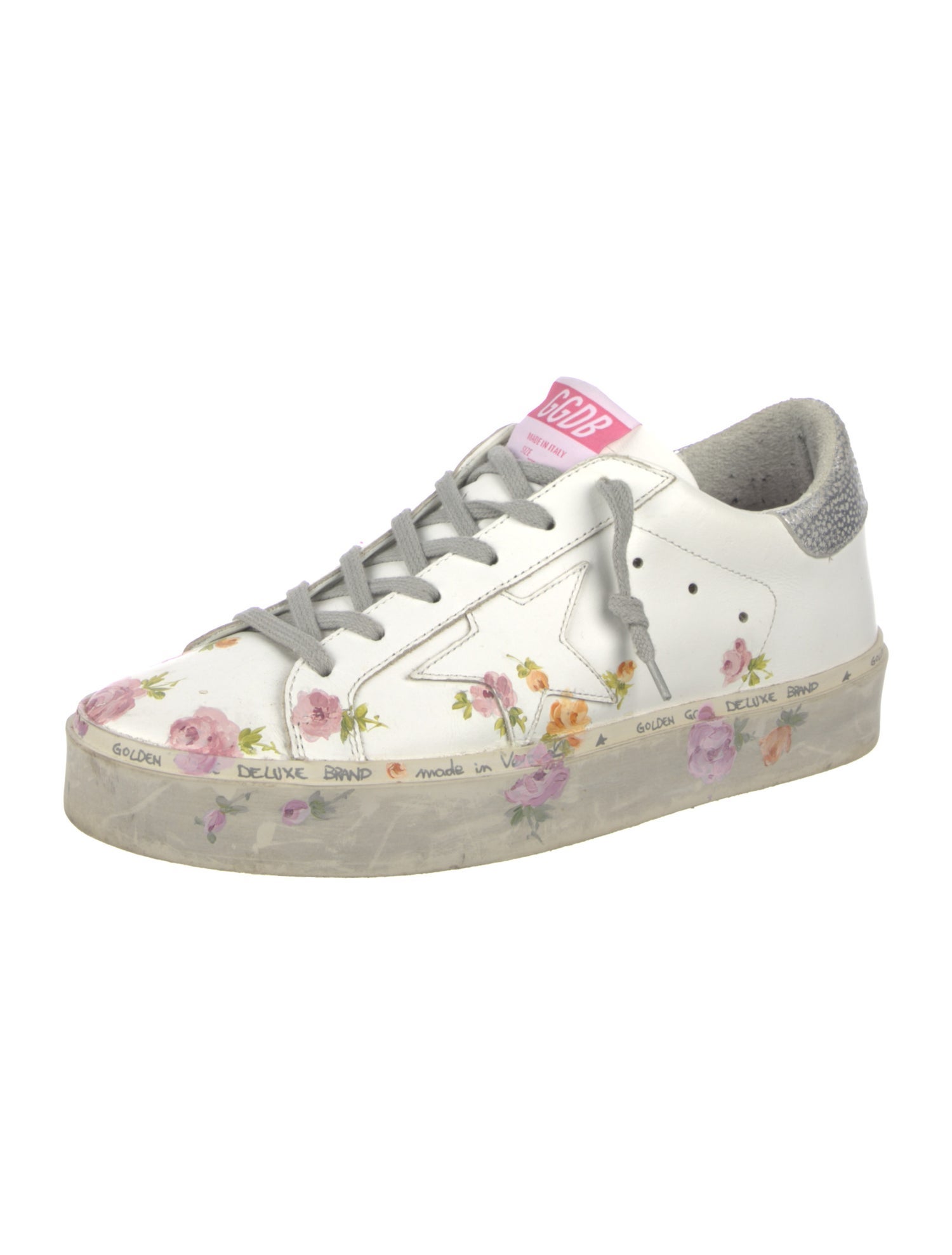 Golden Goose Leather Floral Print Sneakers