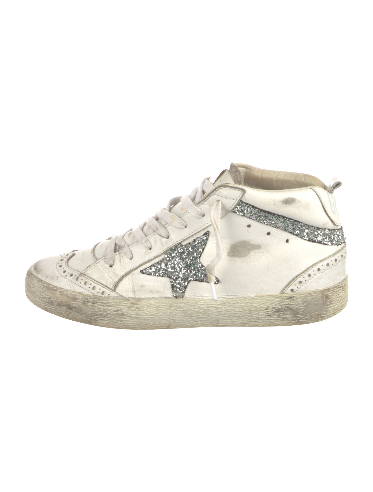Golden Goose Leather Glitter Accents Sneakers
