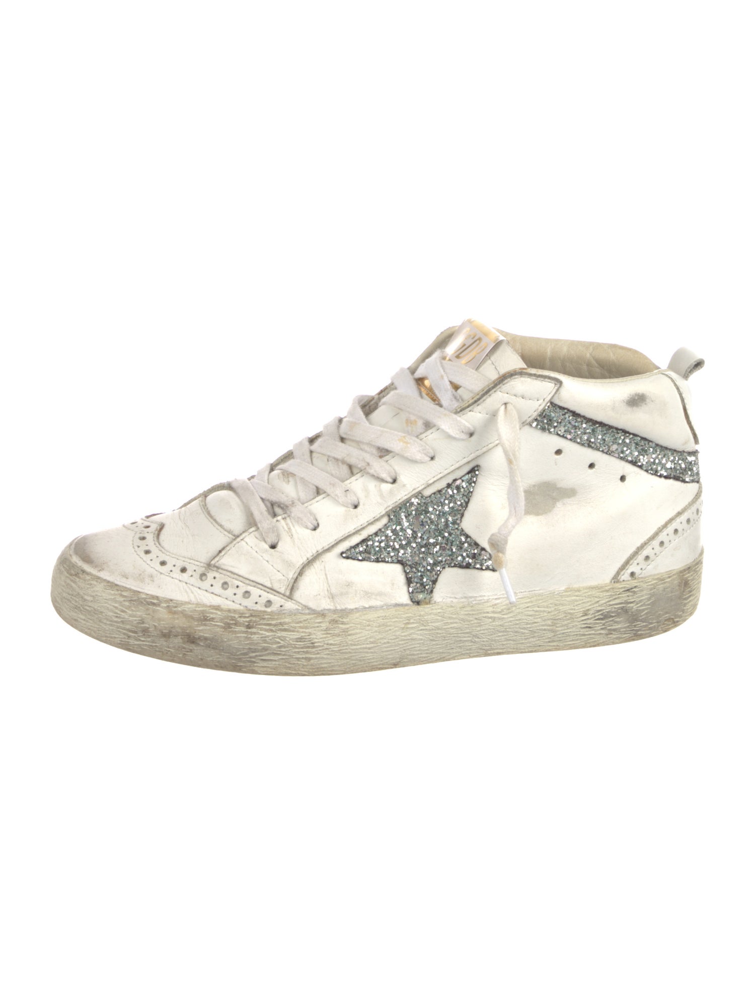 Golden Goose Leather Glitter Accents Sneakers