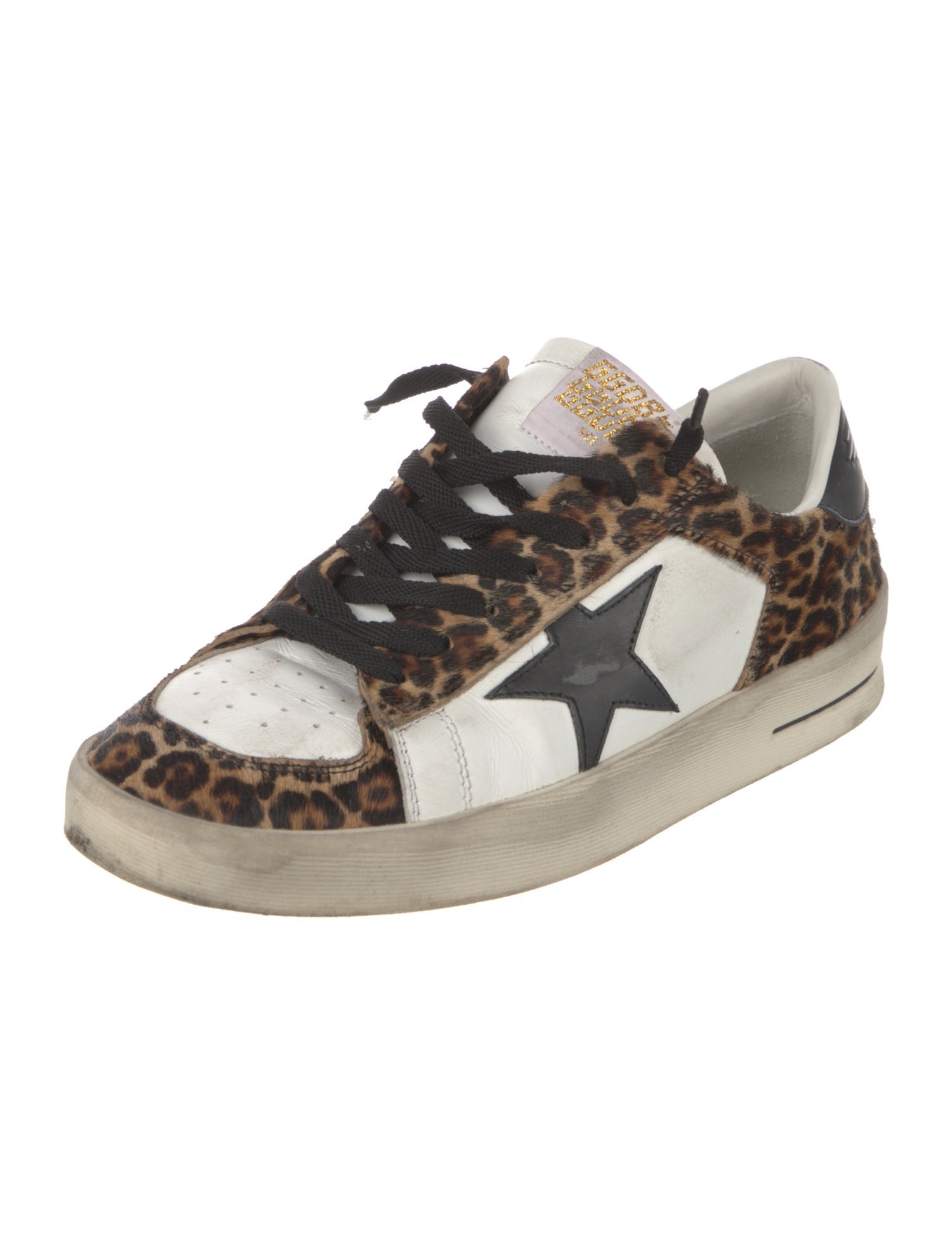 Golden Goose Leather Animal Print Sneakers