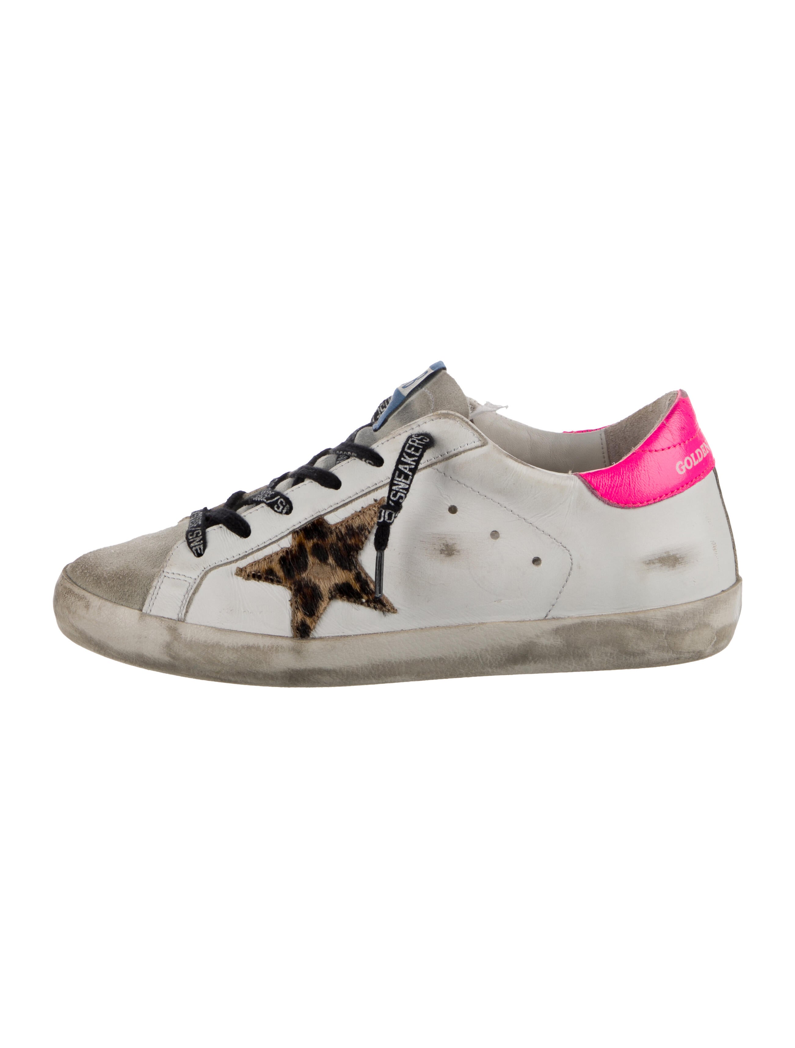 Golden Goose Leather Animal Print Sneakers