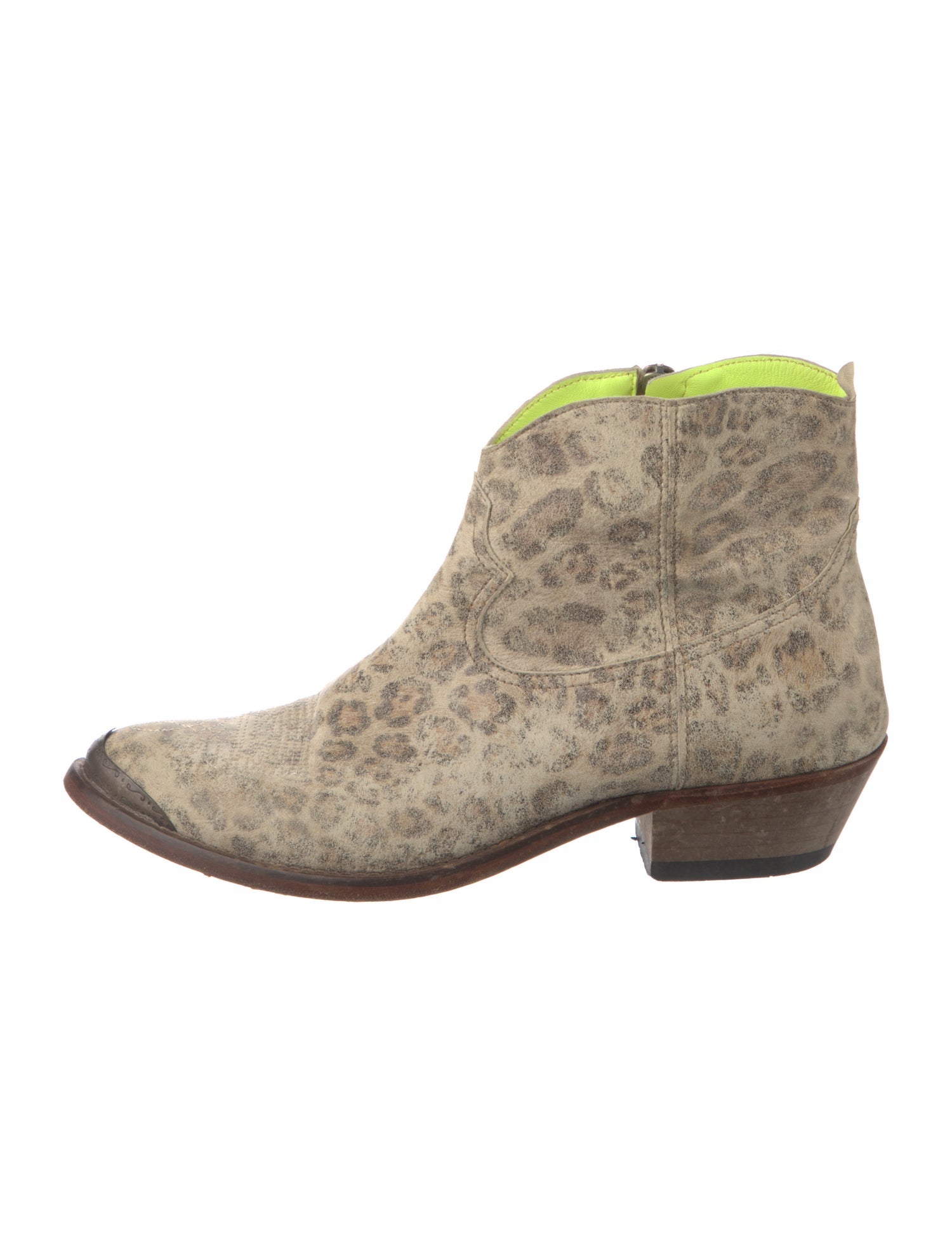 Golden Goose Suede Animal Print Western Boots