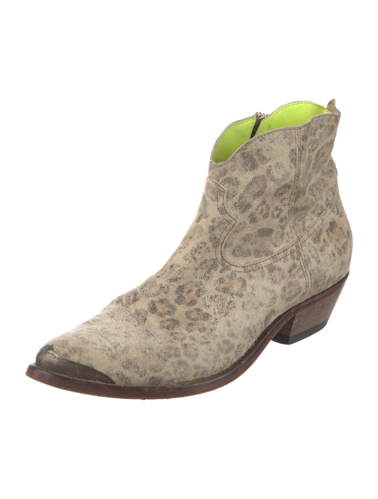 Golden Goose Suede Animal Print Western Boots
