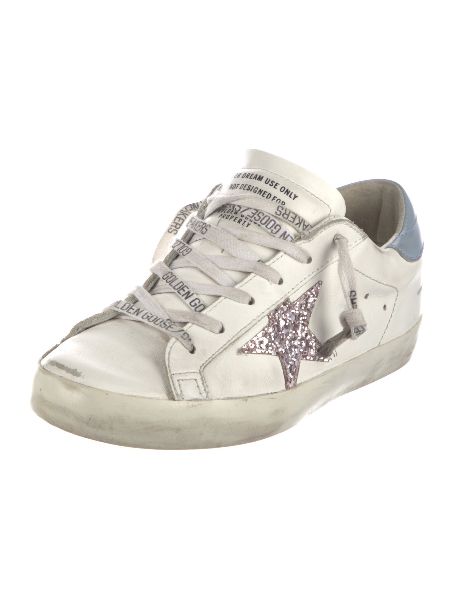Golden Goose Leather Glitter Accents Sneakers
