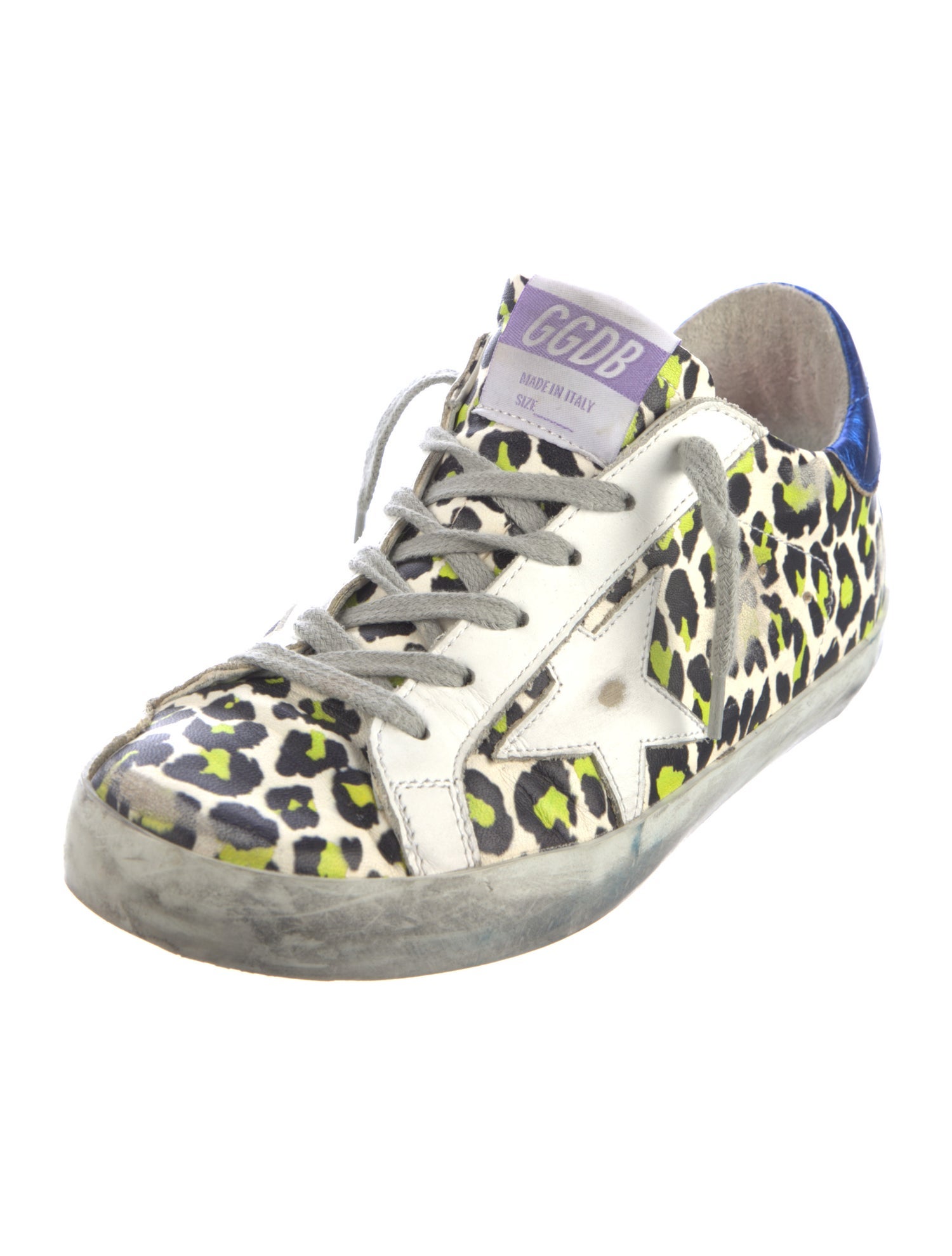 Golden Goose Leather Animal Print Sneakers