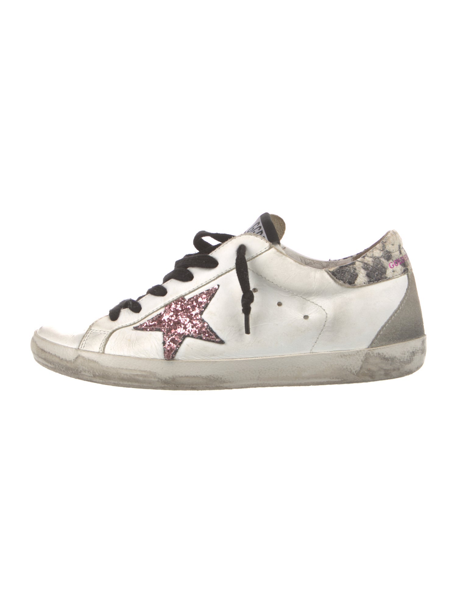 Golden Goose Leather Animal Print Sneakers