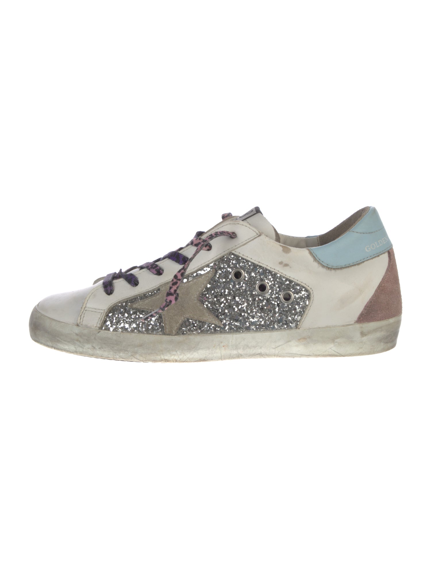 Golden Goose Leather Colorblock Pattern Sneakers