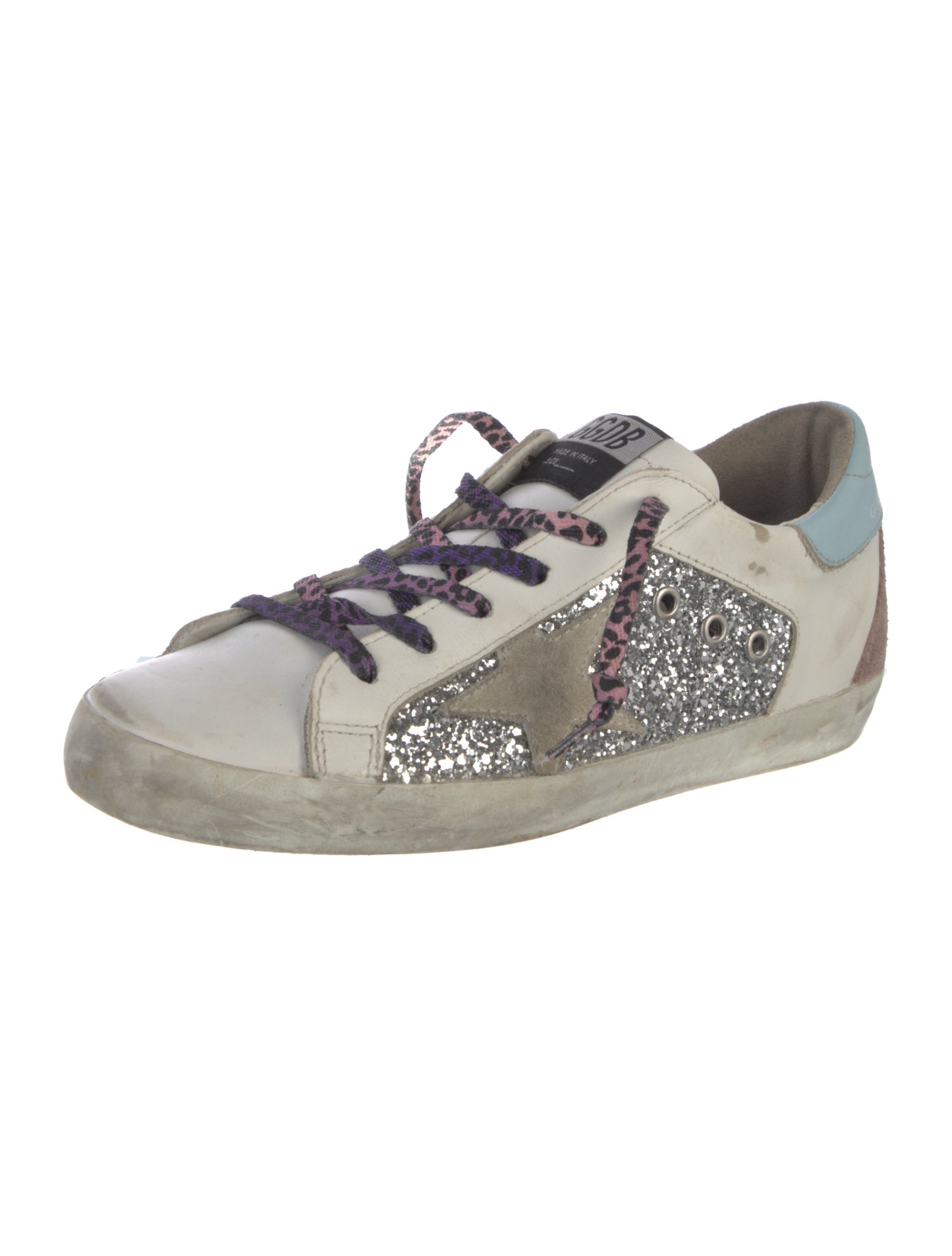 Golden Goose Leather Colorblock Pattern Sneakers