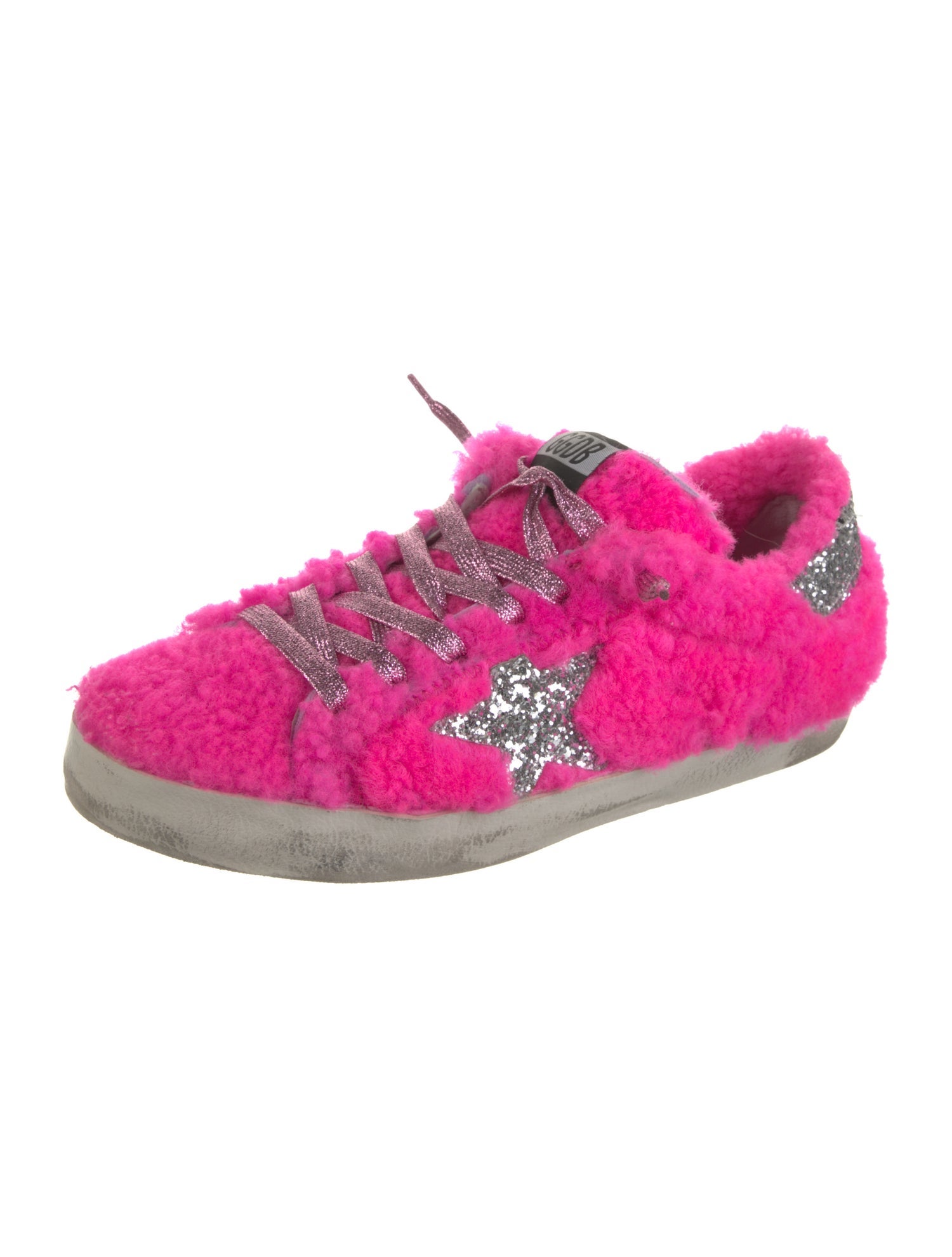 Golden Goose Shearling Glitter Accents Sneakers