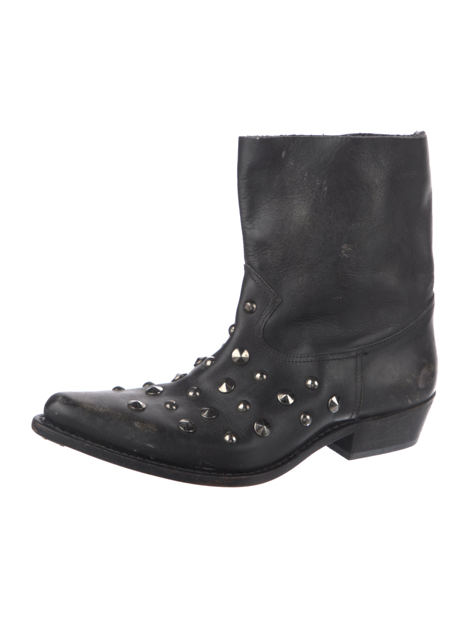 Golden Goose Leather Studded Accents Western Boots