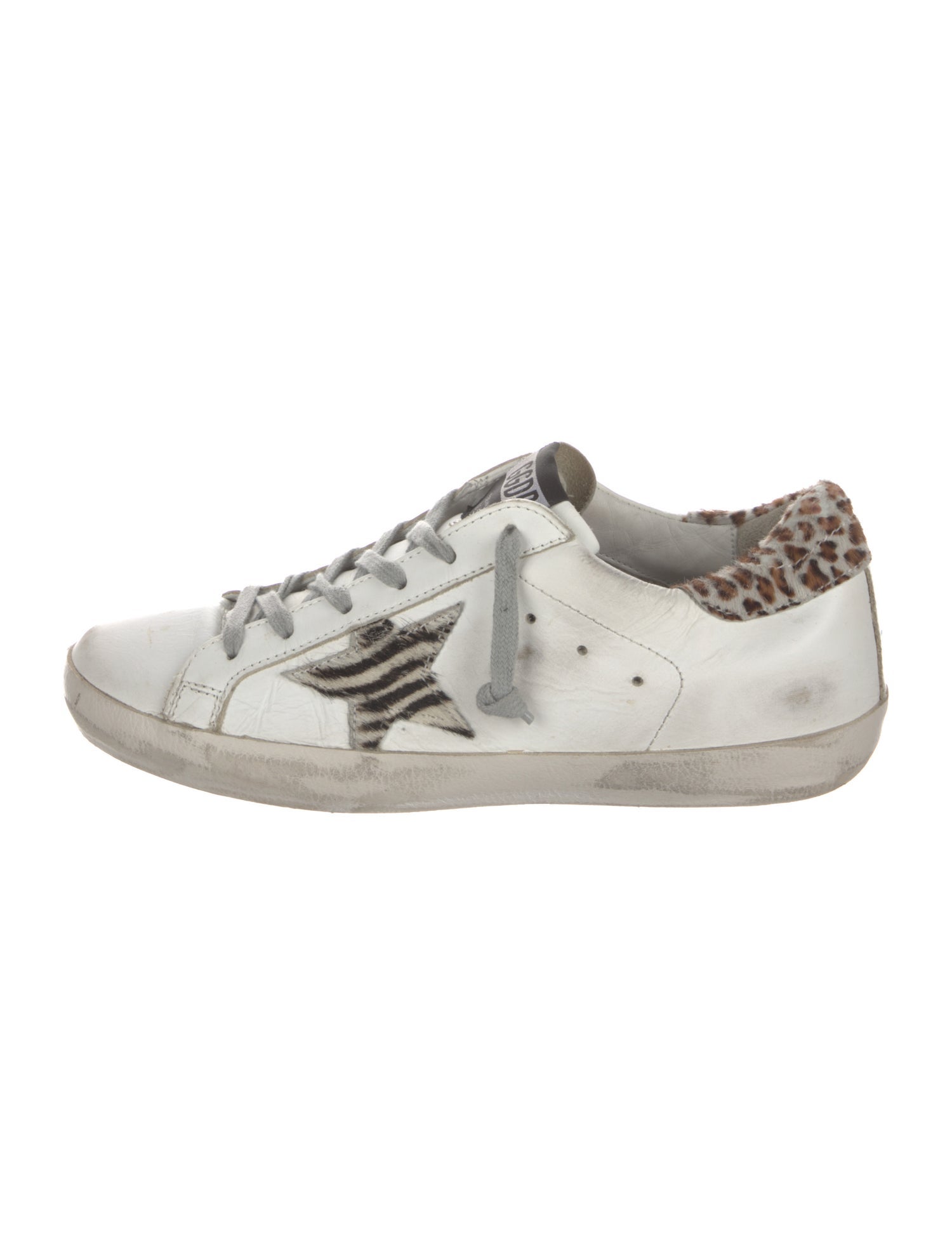 Golden Goose Leather Animal Print Sneakers